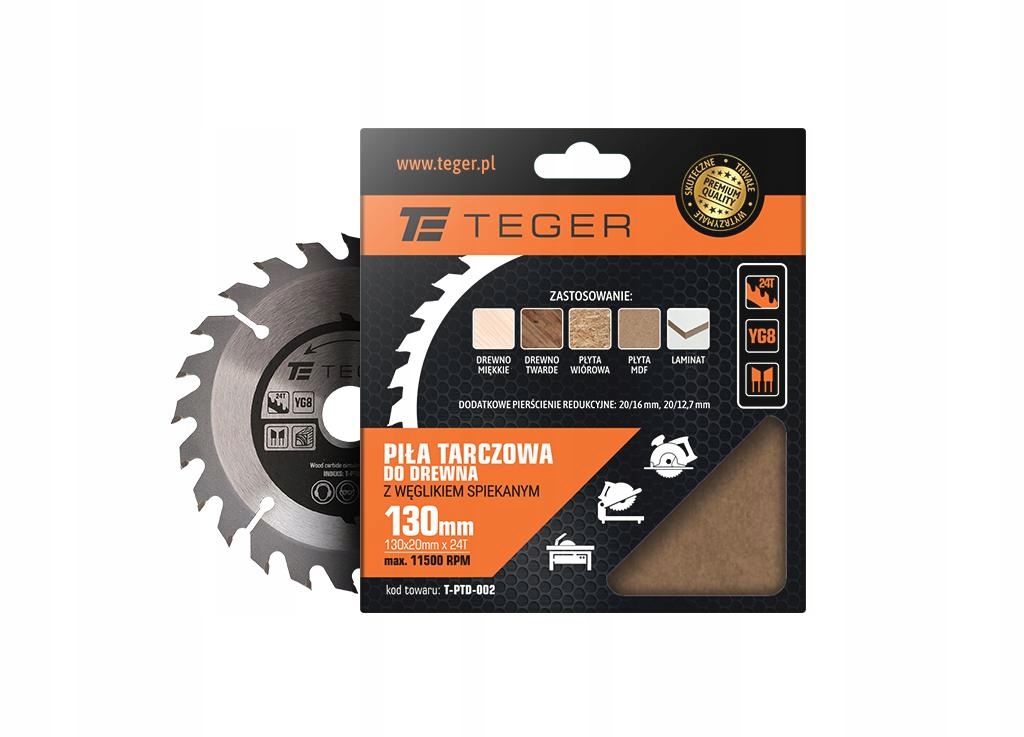 Piła tarczowa do drewna z węglikiem spiekanym 130x Marka Teger