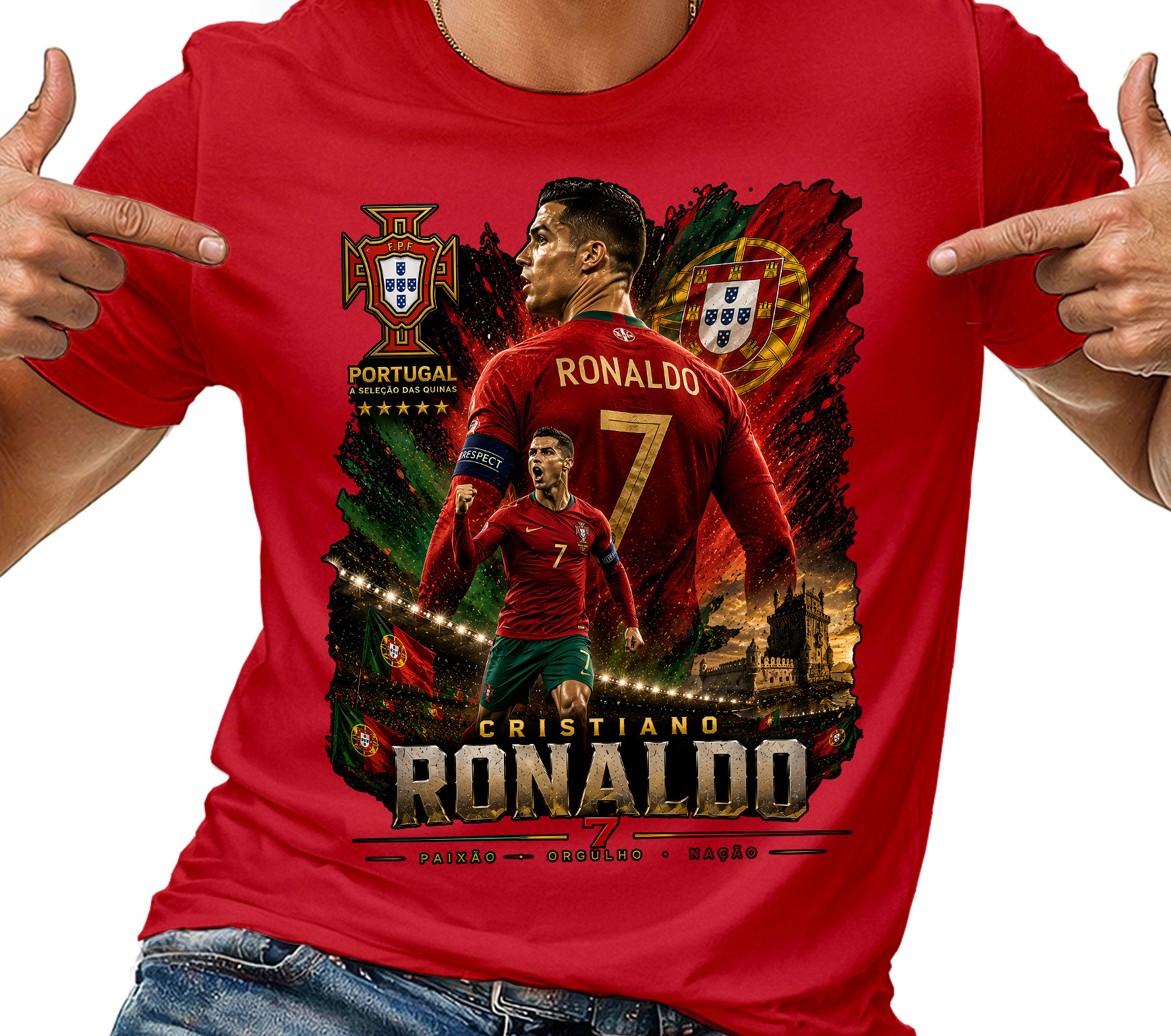 Tričko Tričko Pánské Cristiano Ronaldo Fotbal Dárek Pro Fanouška M