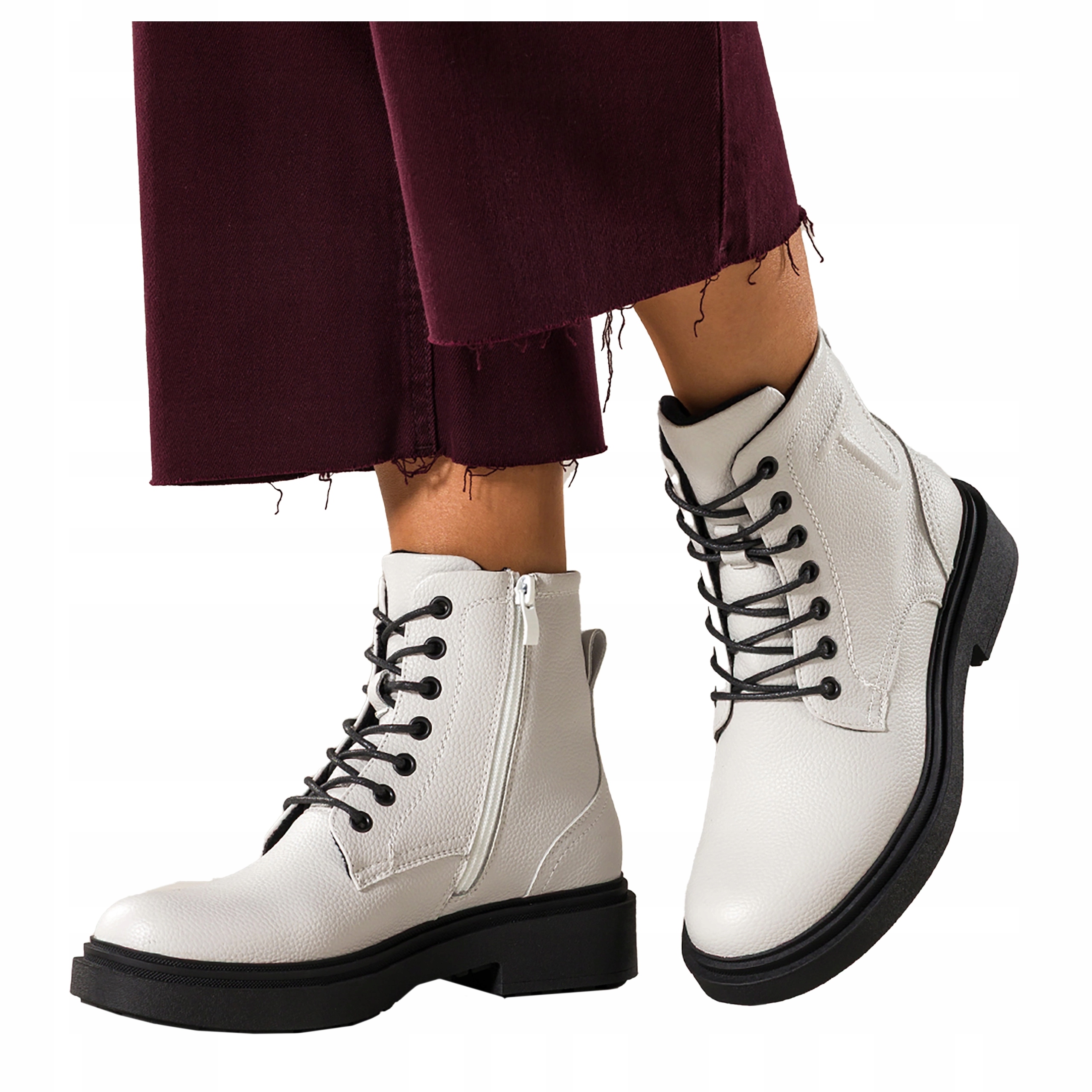 dámské kotníkové boty Kožené Bílé Boty Pohodlné Stylové Módní Obuv velikost 40