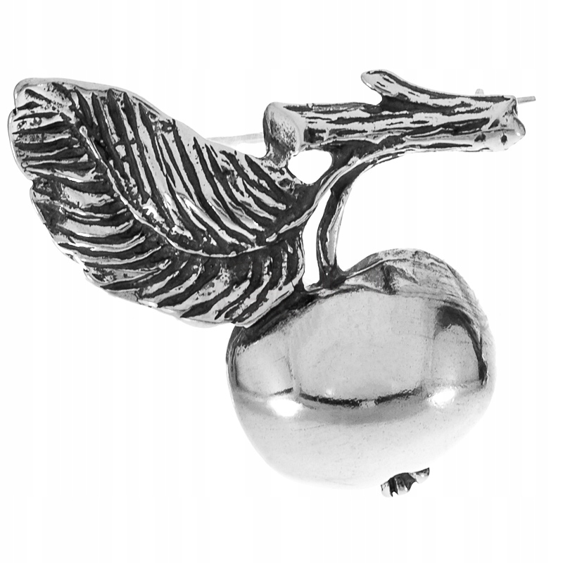 Zestárlá Stříbrná Brož Jablko Ryzost 925 Lístků