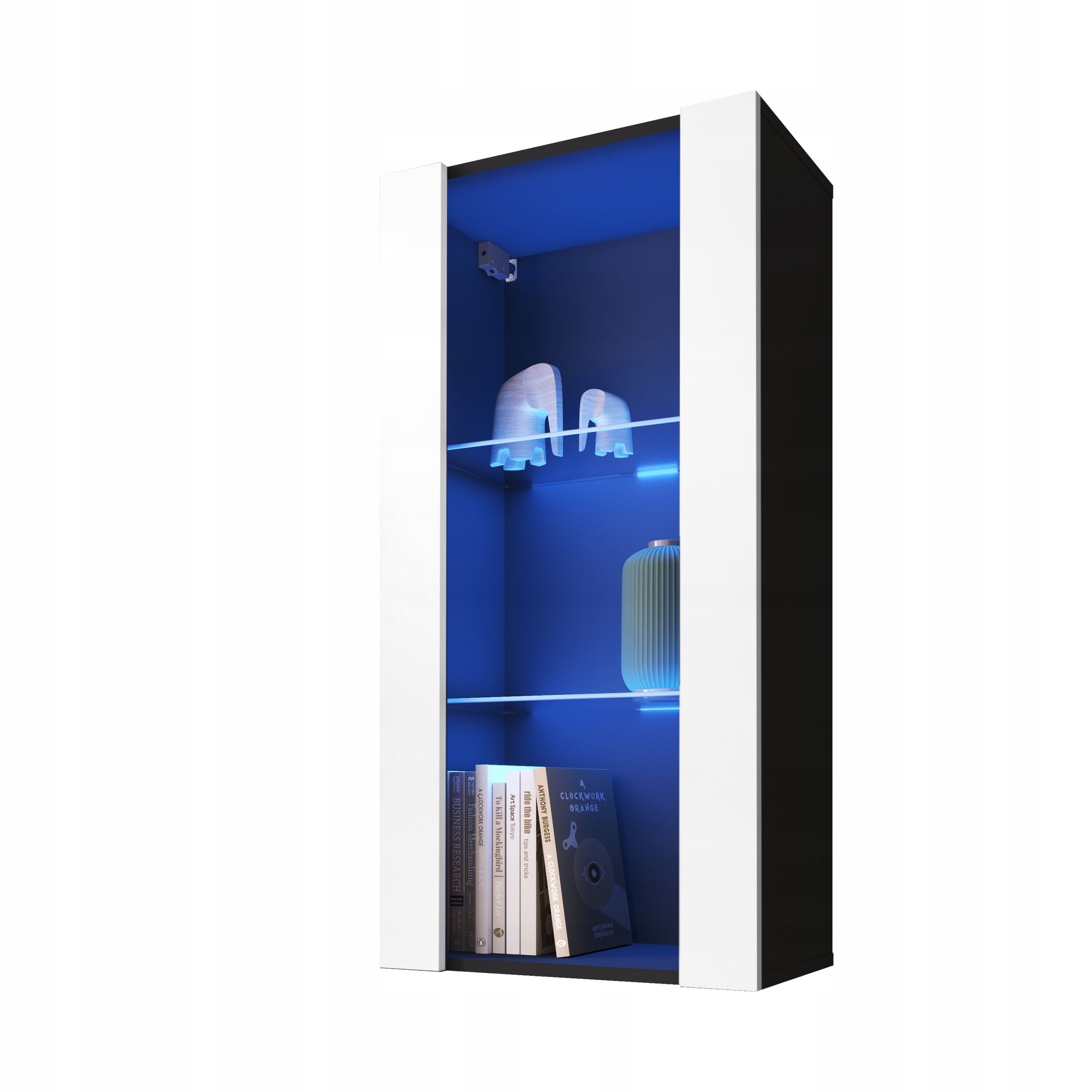 komodee Tivoli Závěsná vitrína Vertical 100 Černá-Bílá Modrá Led