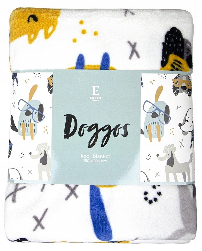 Deka z mikrovlákna Doggos psi pejsci 150x200 bílá