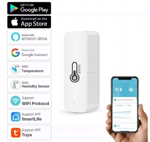 WIFI CYFROWY HIGROMETR TERMOMETR STACJA POGODY Kolor biały