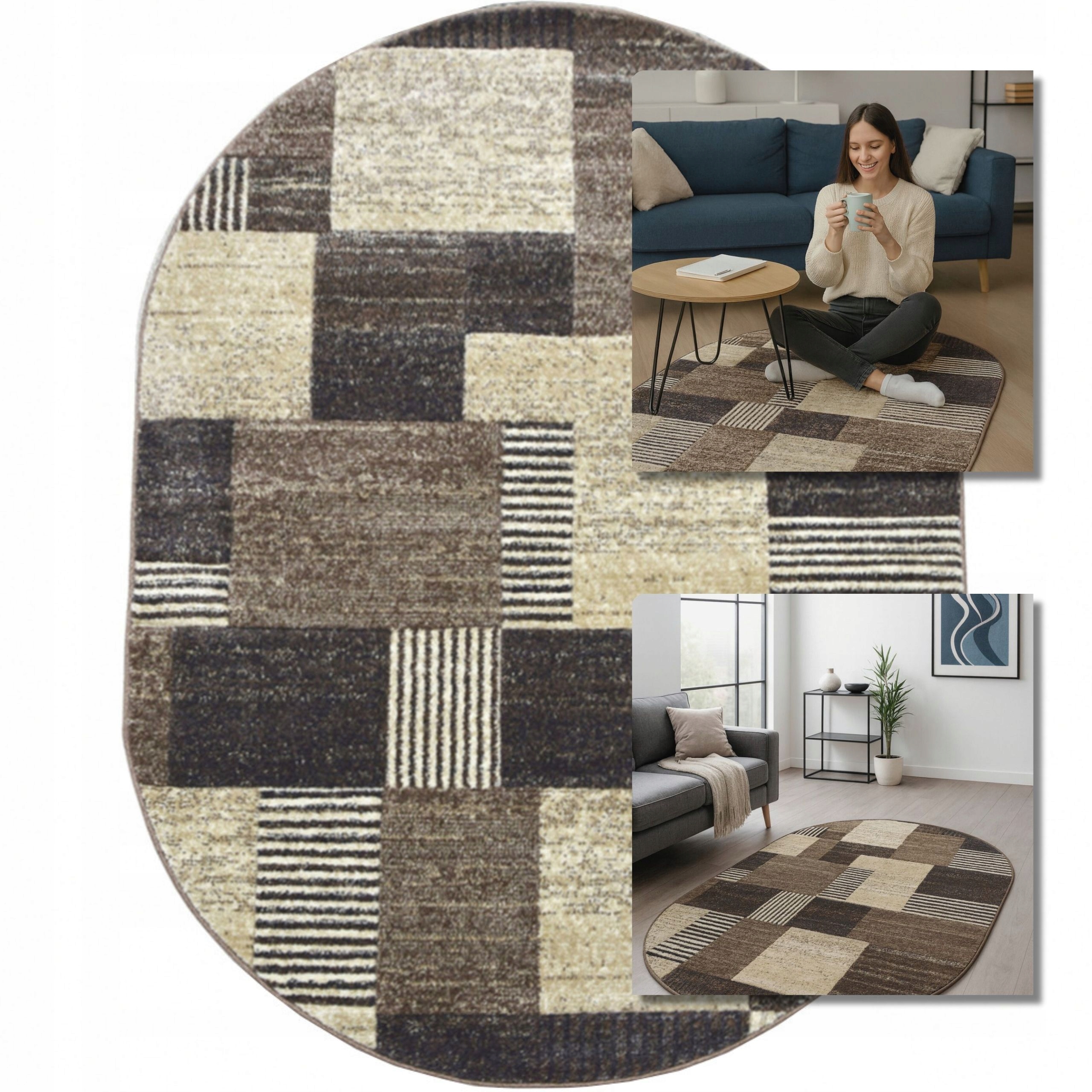 Koberec Oválný Moderní Módní Hnědý Koberec Do Obývacího Pokoje Romantic 120x170