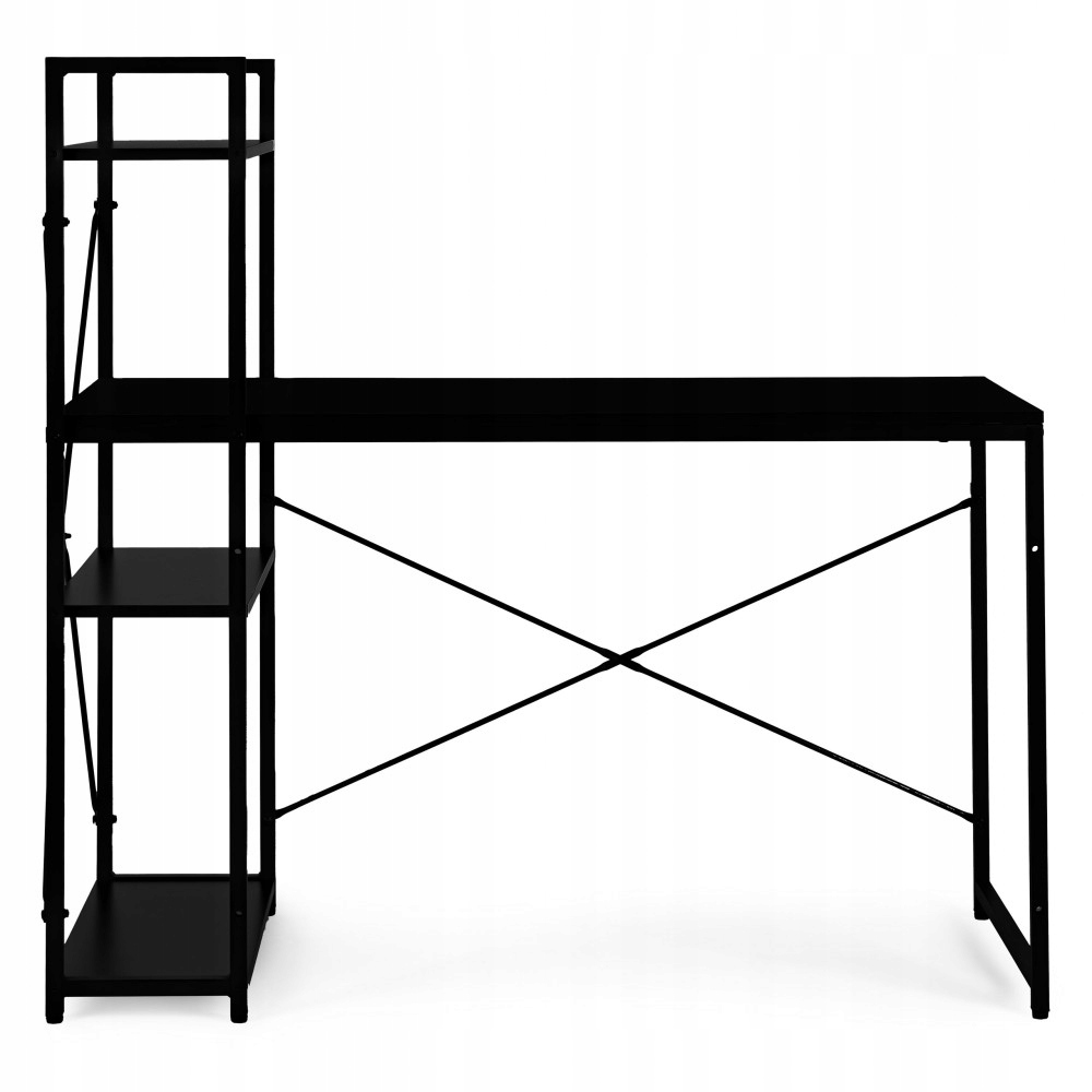 Počítačový Stůl 120X60 CM S Regálem, 3 Police, Černá Barva Modernhome