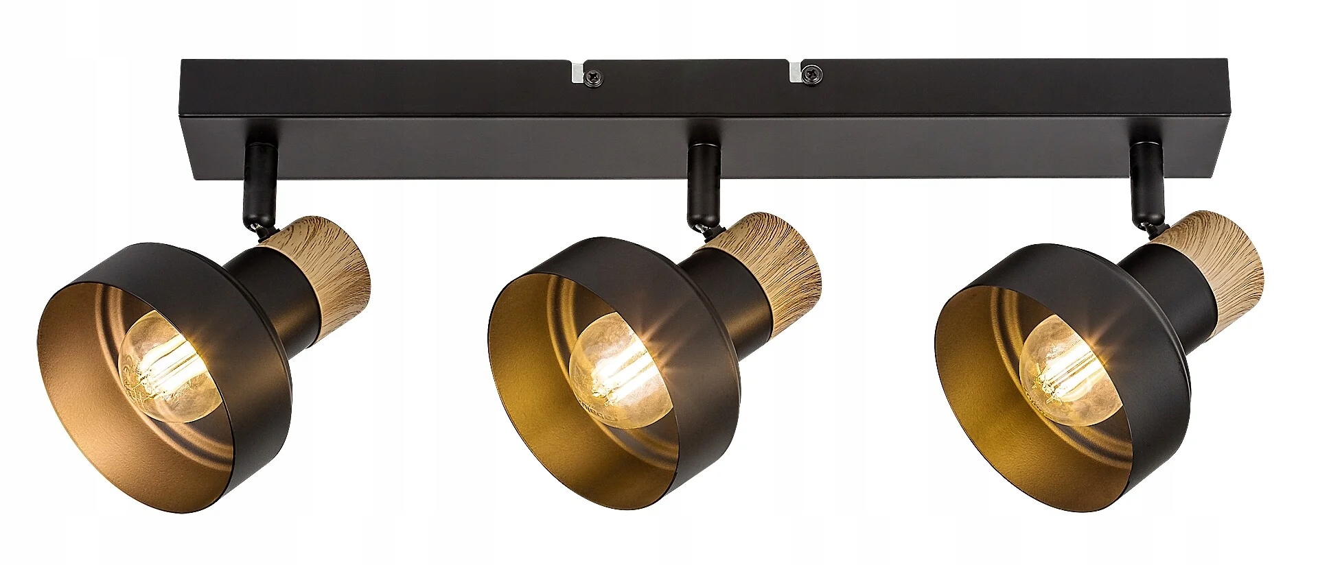 Stropná lampa Rabalux Saskia 3xE14 čierna s drevom nordic štýl