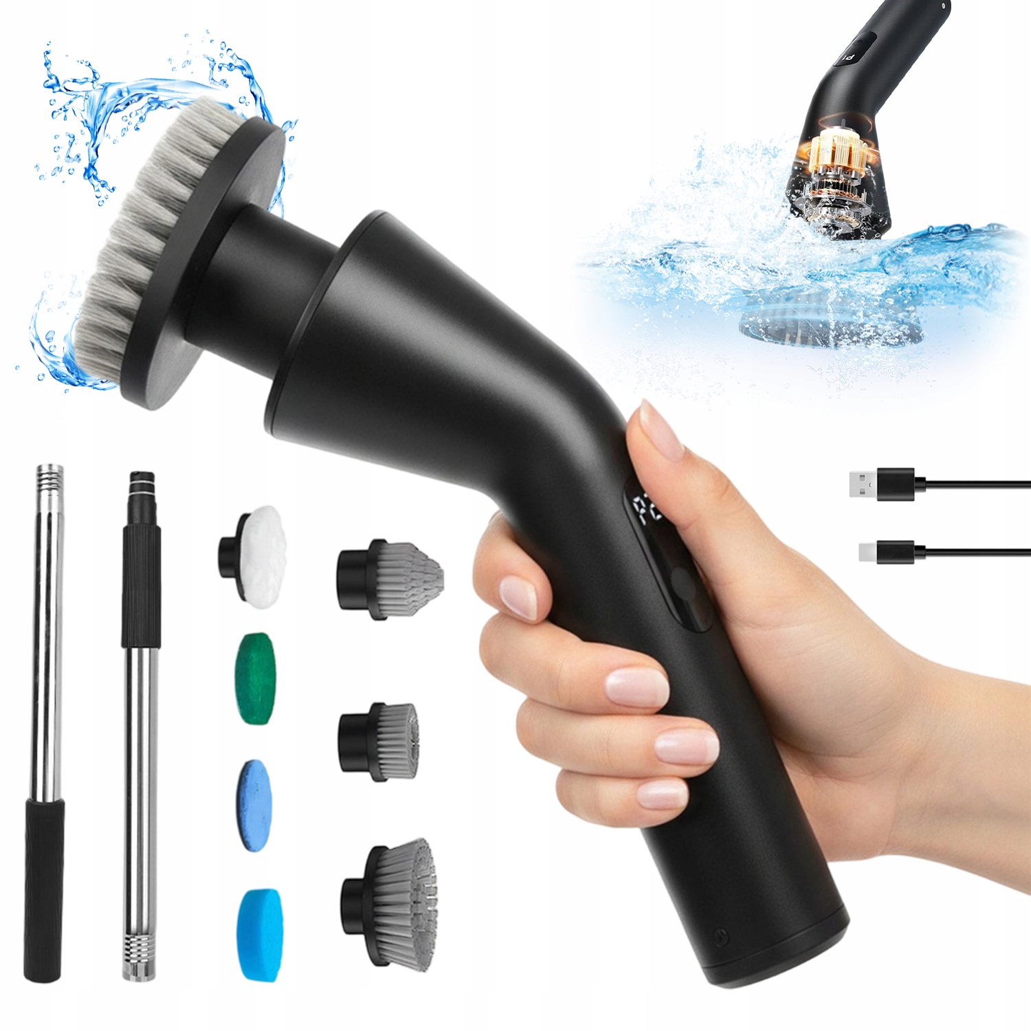 Levně Elektrický Rotační Kartáč Pro Čištění, Bezdrátový Mop, 2 Rychlosti