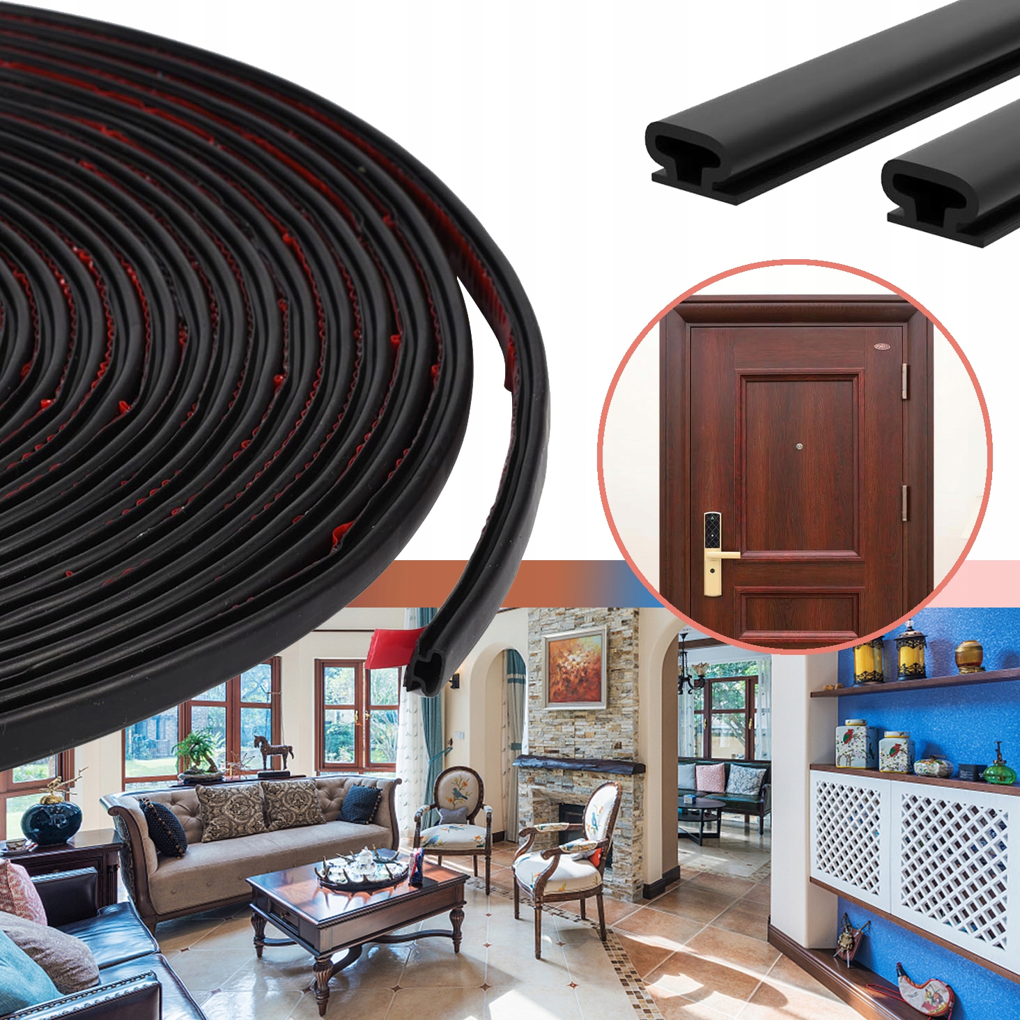 10 M TAŚMA USZCZELNIAJĄCA USZCZELKA SAMOPRZYLEPNA TPE OCHRONA PRZED KOLIZJĄ