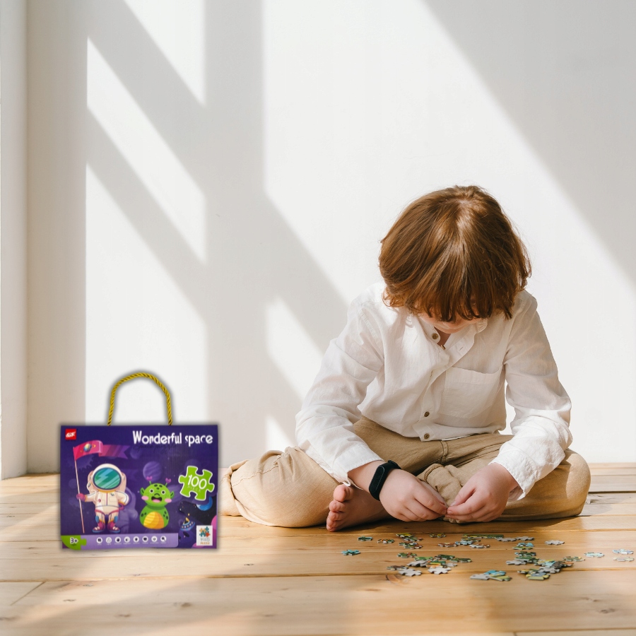 Puzzle dla dzieci Kosmos 100 elementów RegMag w pudełku z uchwytem – Staranne wykonanie