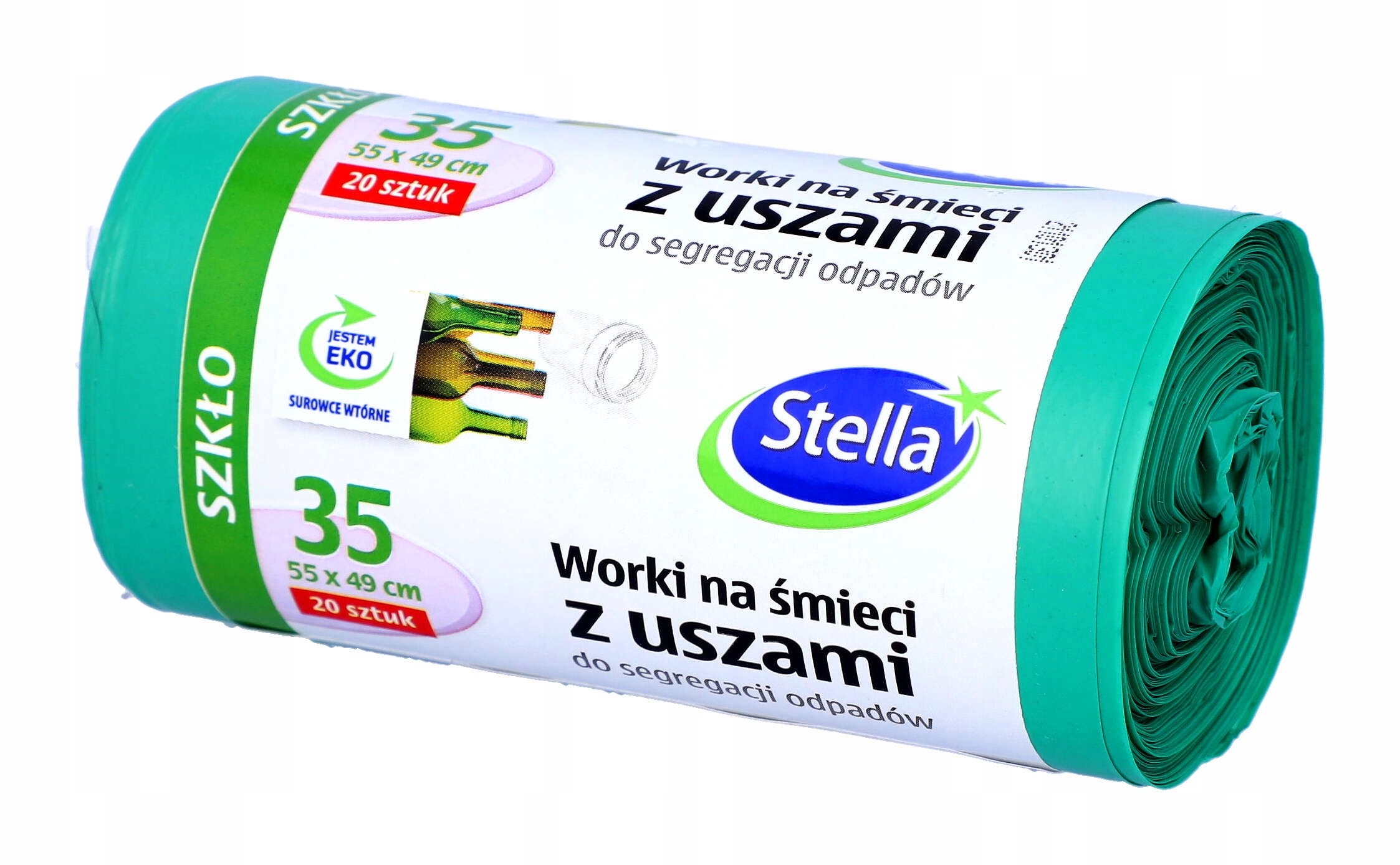 Levně 9X Stella Pytle na odpadky s ušima pro třídění odpadu Sklo 35L 20 ks