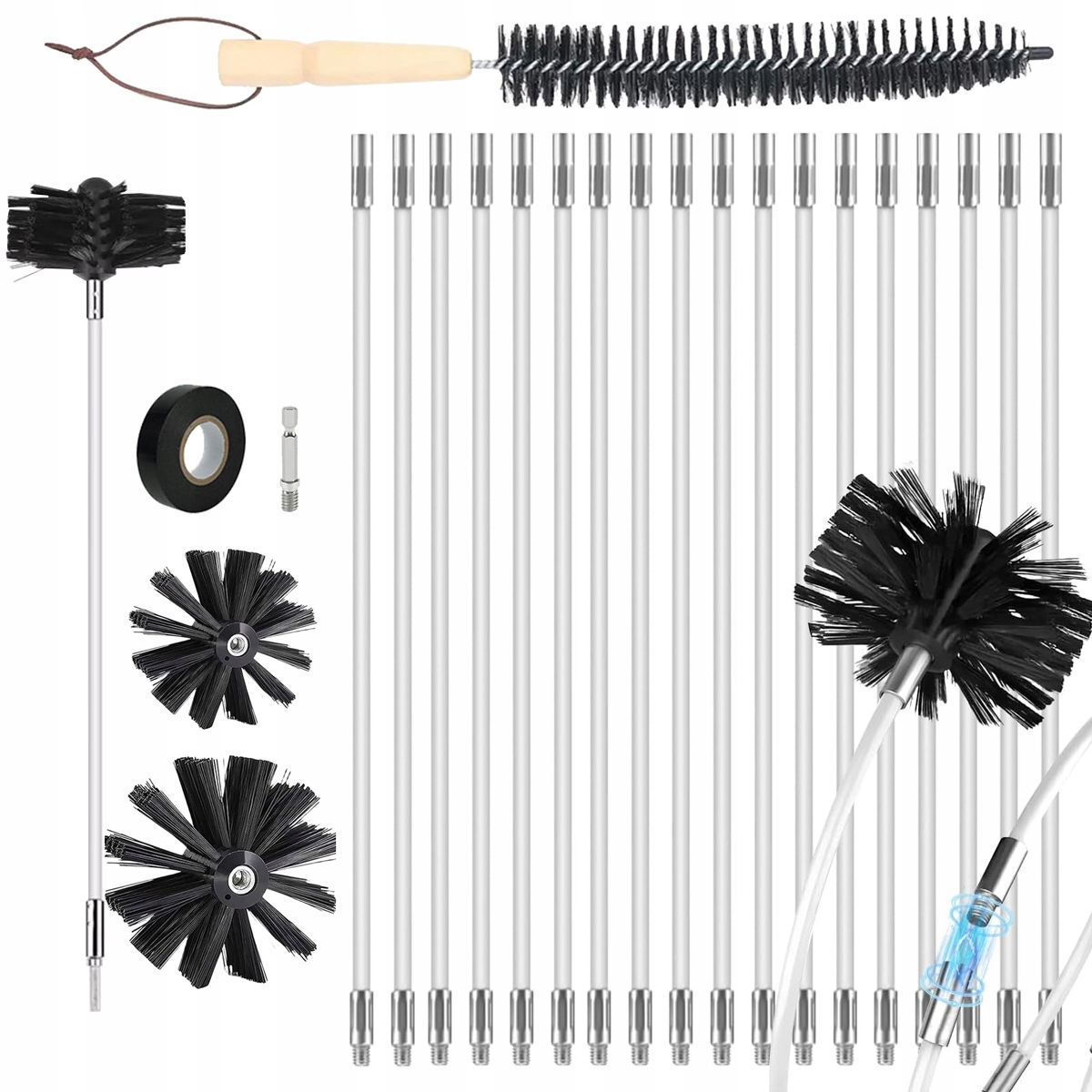 Zestaw Do Czyszczenia Komina Od Dołu Jedna Szczotka Wycior Gałka