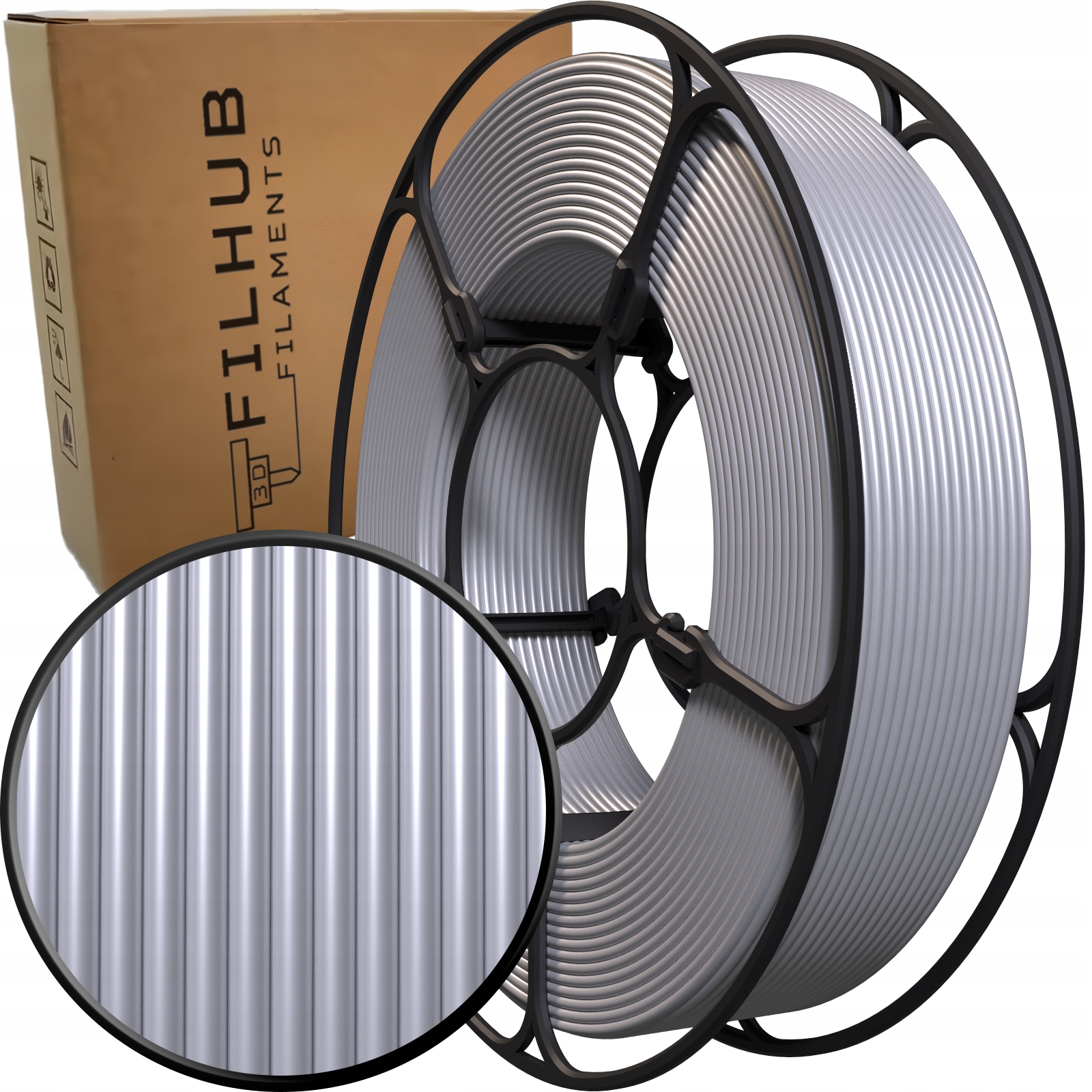 Filament PLA FilHub 1,75 mm 250 g srebrny