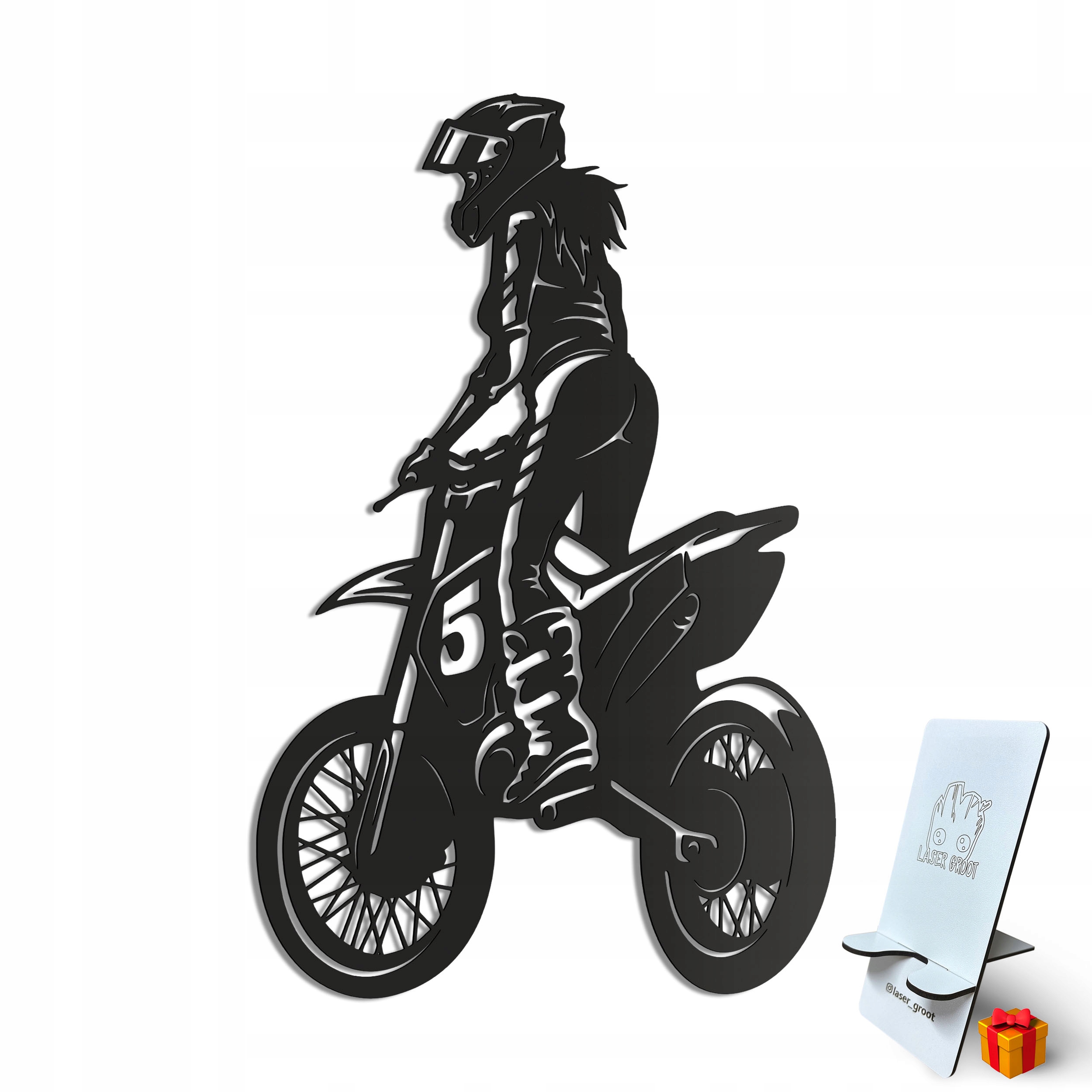 Dřevěný 3D obraz Dívka na motokrosu Nástěnná Dekorace Dárek XL