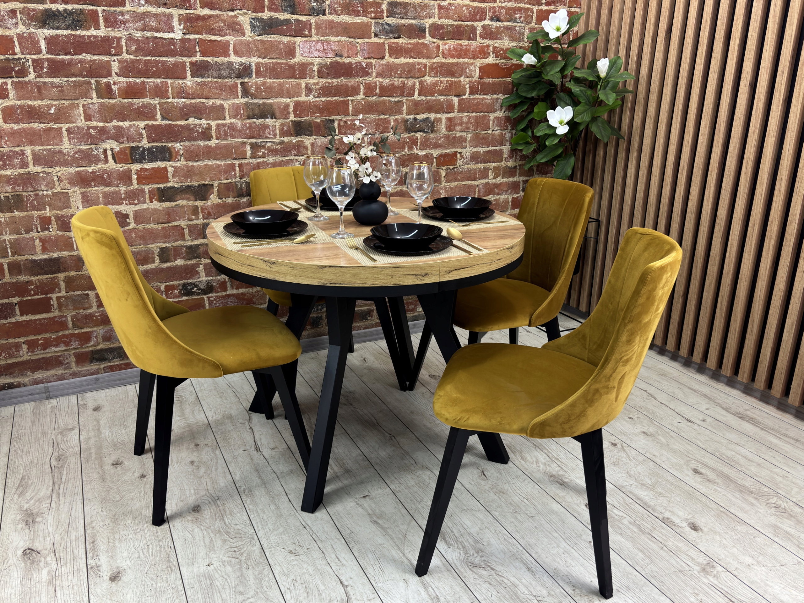 Stół okrągły 100 rozkładany do 200 cm LOFT metalowe nogi gruby blat Materiał metal