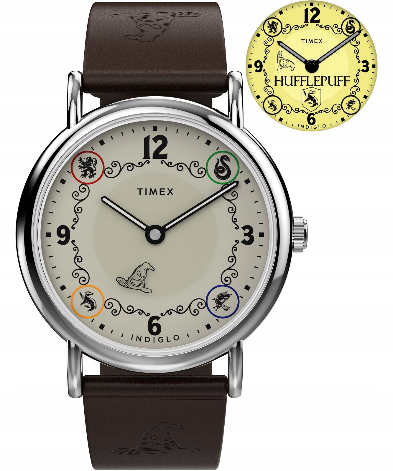 Hodinky Timex Harry Potter X Weekender Hufflepuff House 38mm s koženým řemínkem