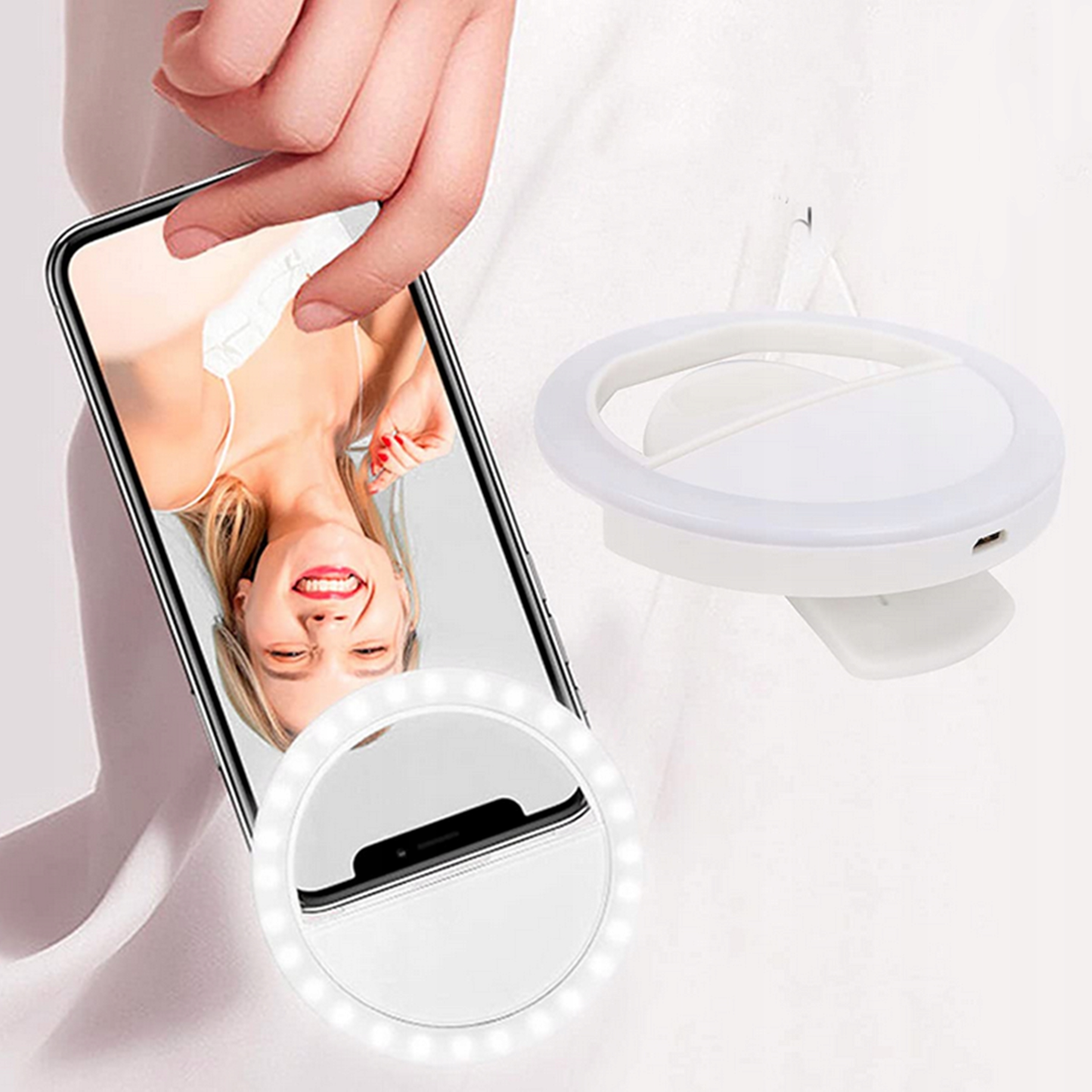 LAMPA SELFIE NA TELEFON TABLET PIERŚCIENIOWA LED RING DO ROBIENIA ZDJĘĆ Cechy dodatkowe regulacja natężenia światła