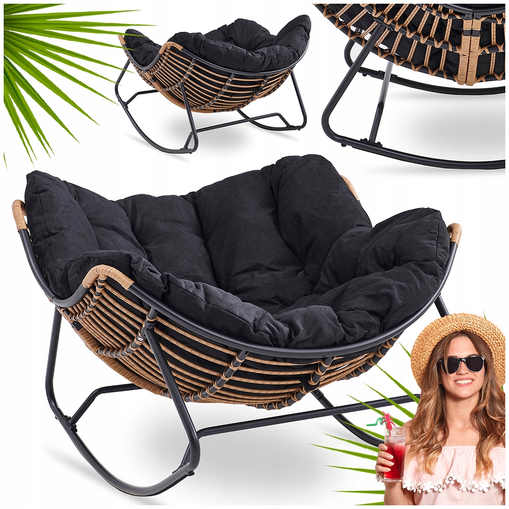 Zahradní houpací křeslo Houpačka odpočinkové Na Terasu do obývacího pokoje, černé Elton