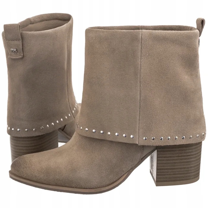 Dámské rolovací Kotníkové Boty na podpatku Karino Béžová Velurová 5560/001-P