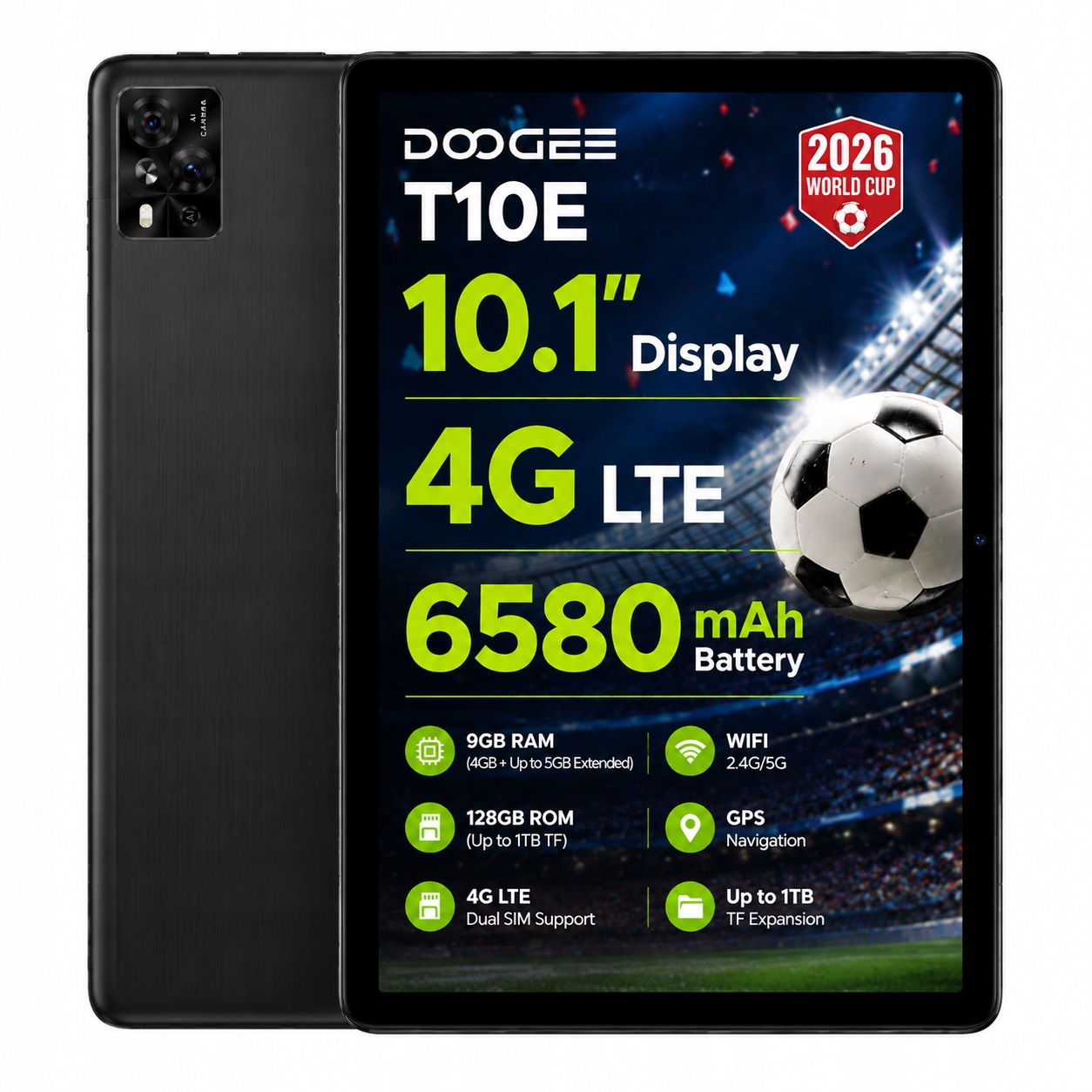 Tablet Doogee T10E 10,1" 9GB/128GB 6580mAh 4G Lte Sim Wifi Gps 1TB Android
