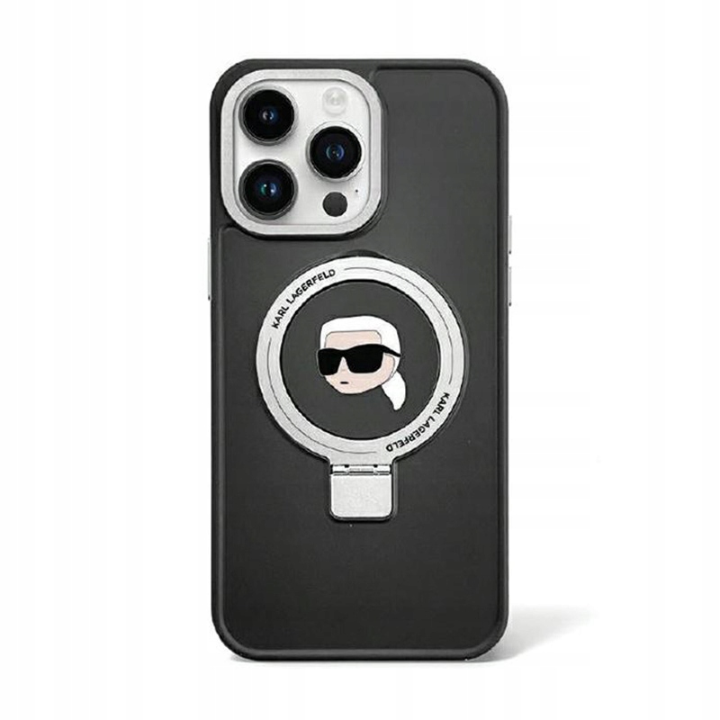Karl Lagerfeld Ring Stand Karl Head MagSafe – Pouzdro pro iPhone 15 Pro (černé)