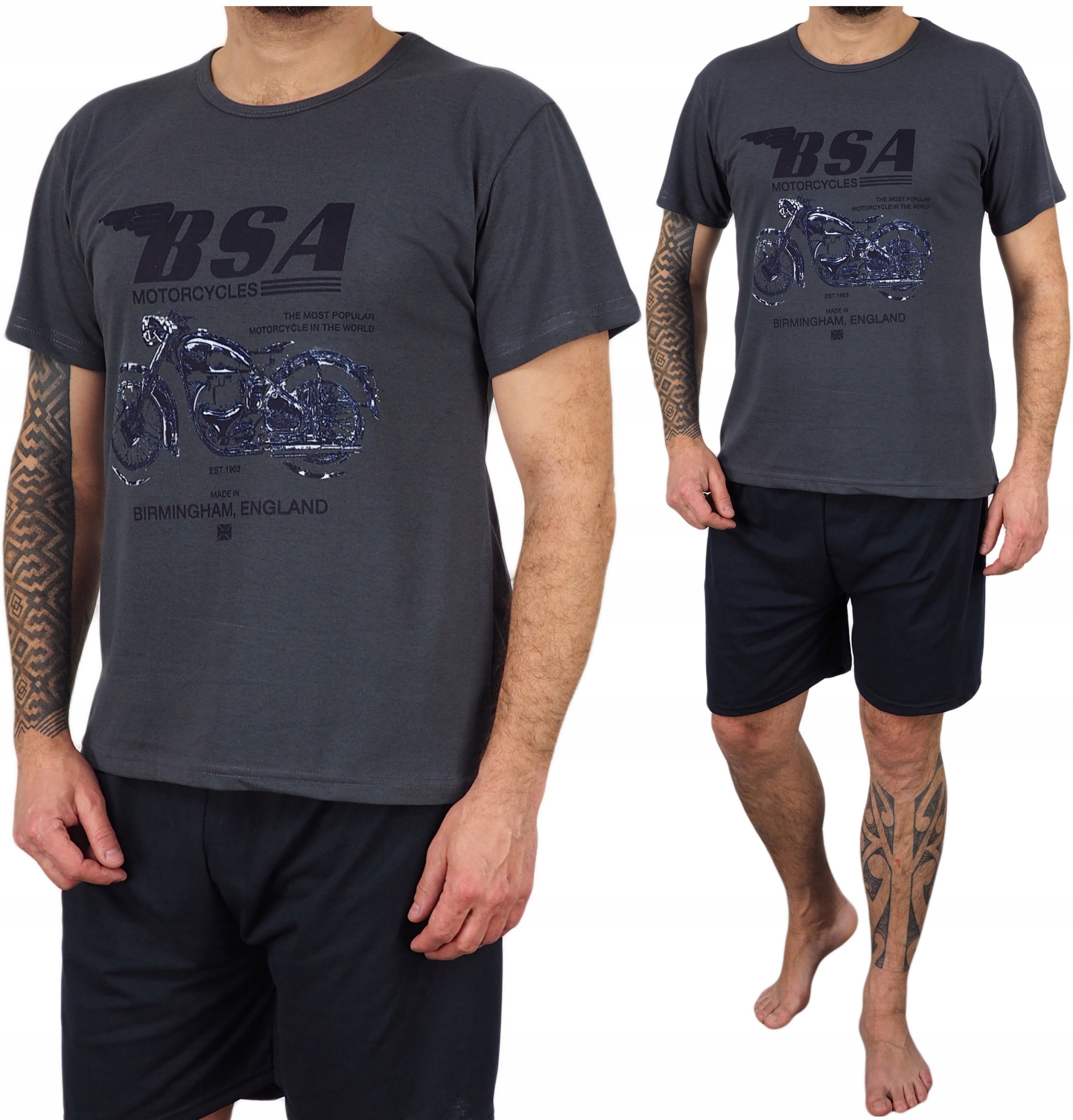 PIŻAMA MĘSKA szorty bawełna MOTO BSA roz