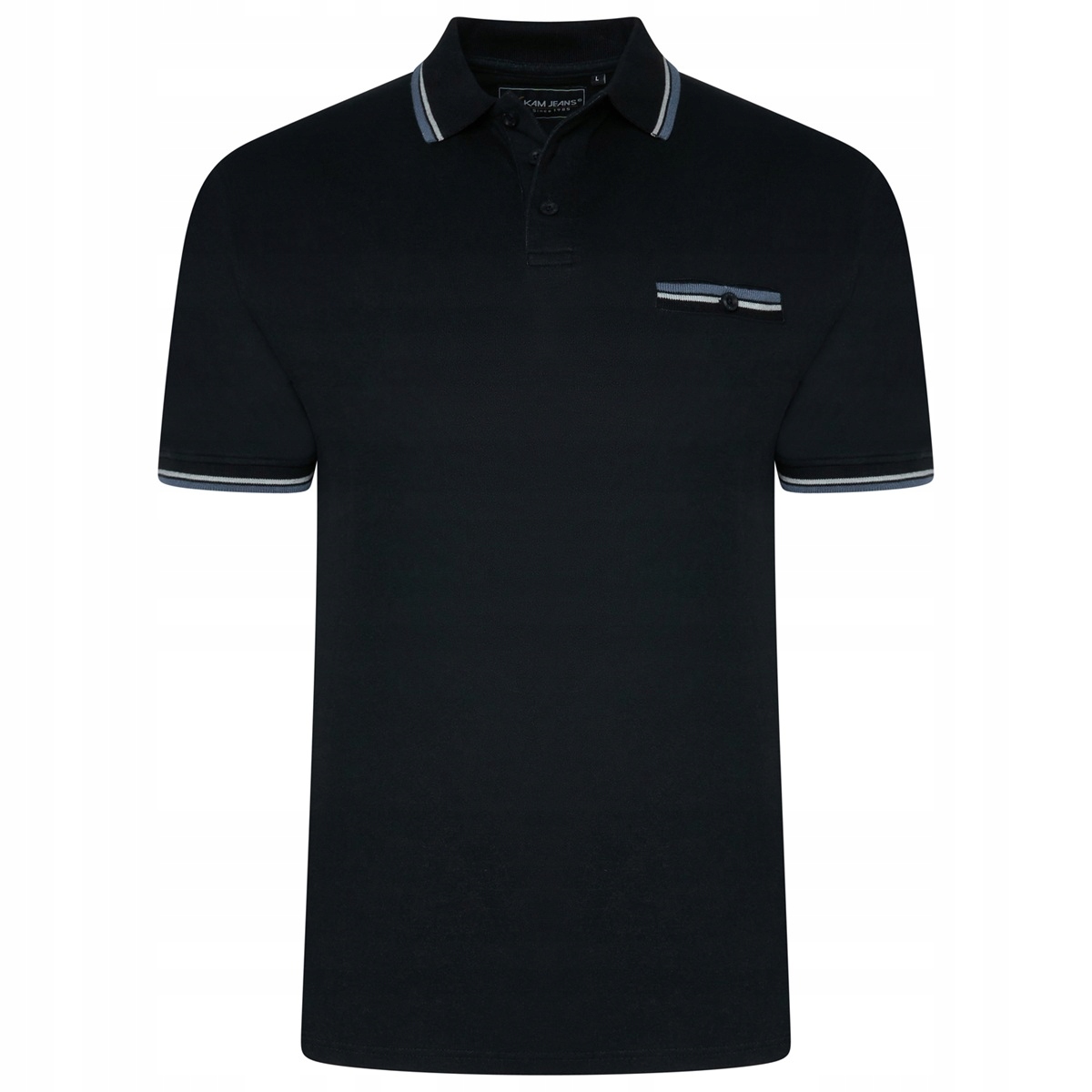 Tričko Pánské Polo s kapsou Černá Kam Velké Velikosti 3XL