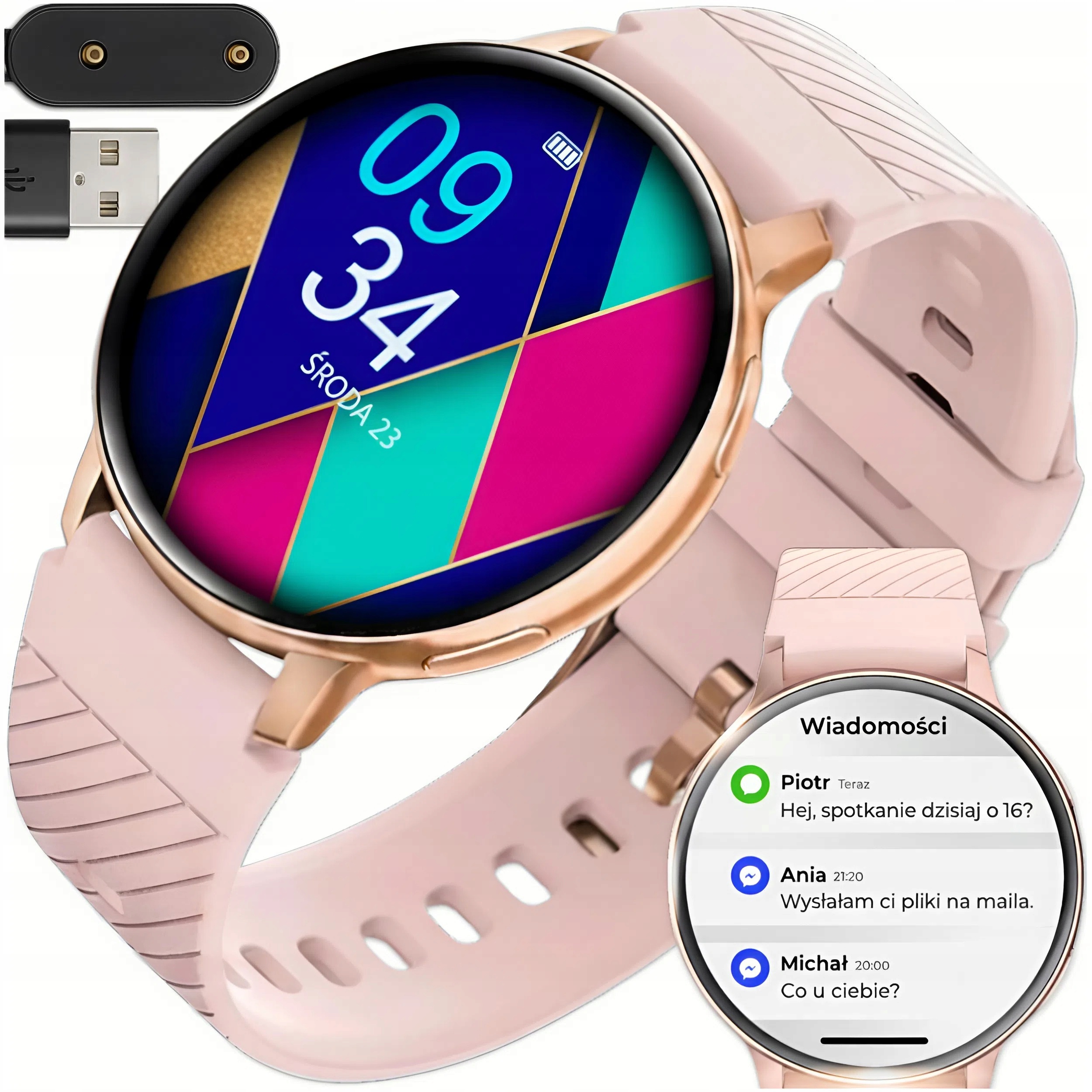 Smartwatch Zegarek Damski Wodoodporny Pl Menu Rozmowy Smart Watch 4 Paski