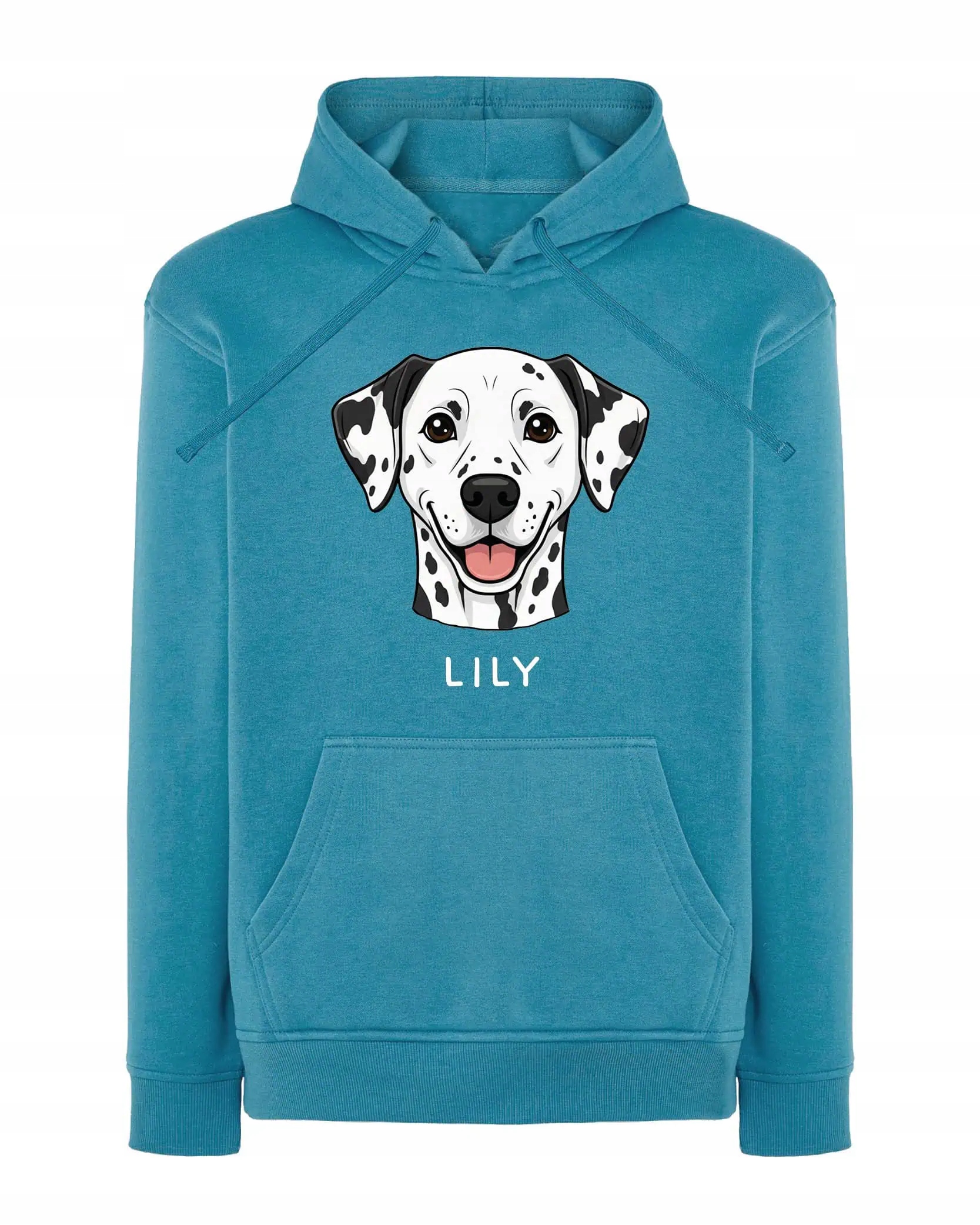 Mikina s kapucí Dalmatin Personalizovaná Pupil Pes Světle modrá L