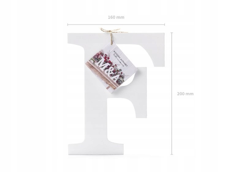 DREWNIANA LITERA F BIAŁY 16X20 CM LITERKA Płeć uniseks