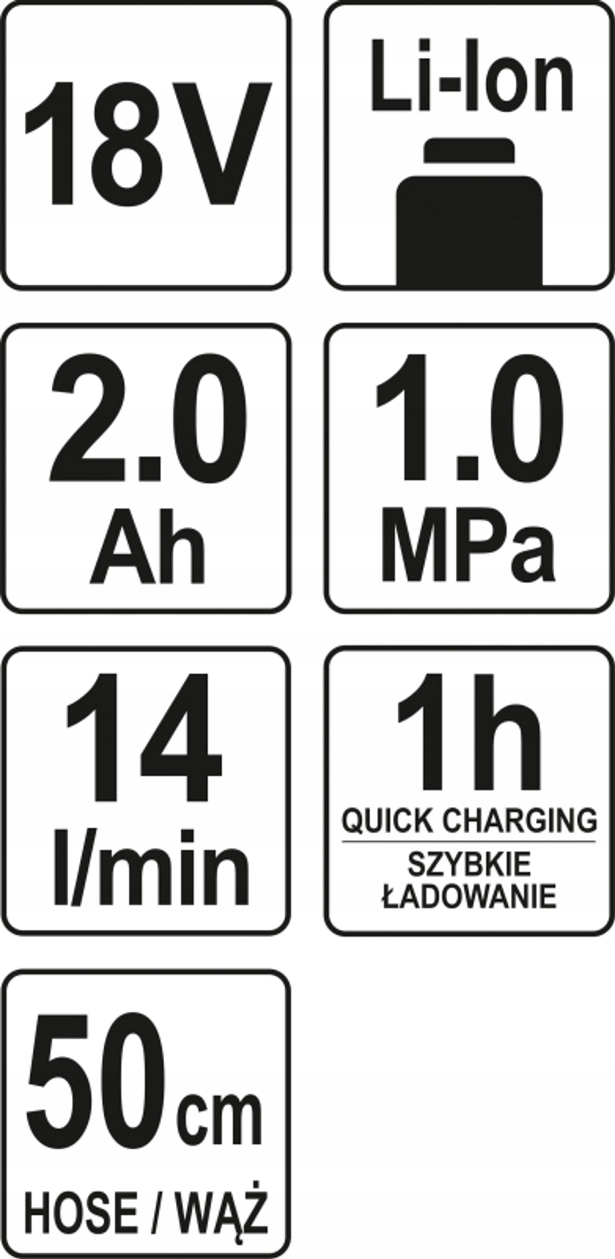 YATO PISTOLET DO POMPOWANIA 18V 2,0AH+LAD