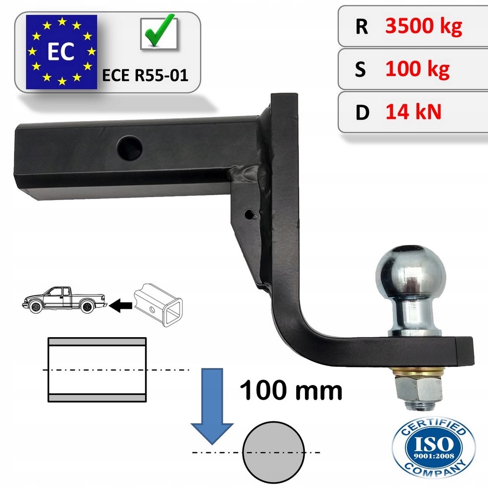 Háčik na ťahanie Usa Adaptér na hák Usa 51x51 mm Znížený (-100 mm)