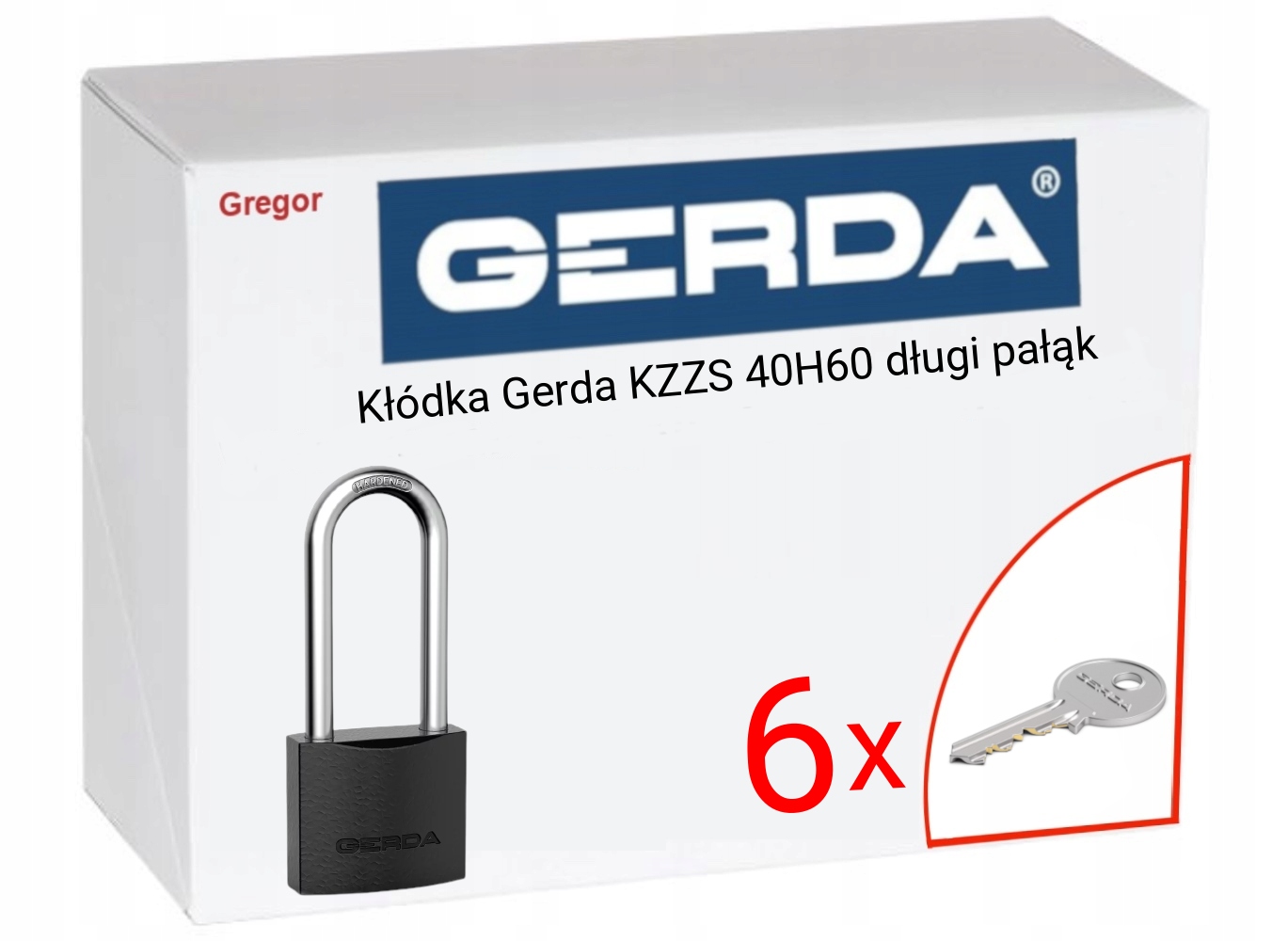 .6 Kľúče. Visiaci zámok Gerda Iron Line KZZS 40H60 dlhý hlavový most + 6 kľúčov