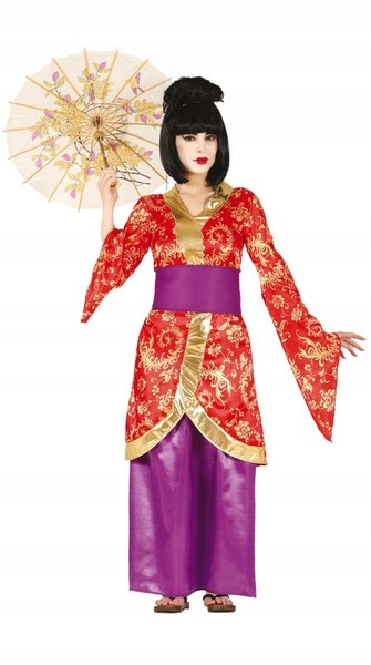 Kostým Kimono Gejša Japonsko Zlatý Vzor L