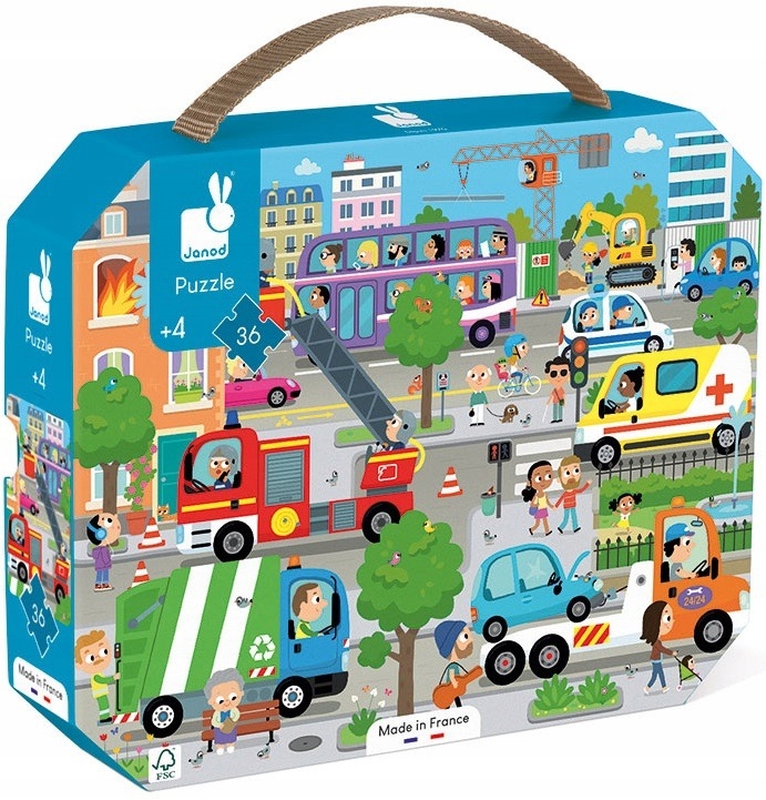 

Miasto puzzle tekturowe w walizce 36 el. Janod 4+