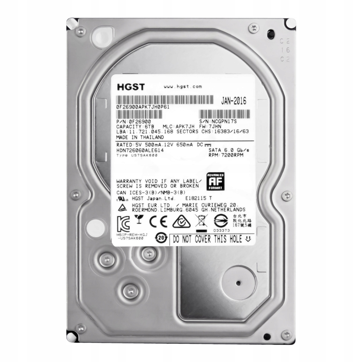 Hgst DeskStar Nas v2 6TB 7.2K 128MB Sata III 3.5'' HDN726060ALE614