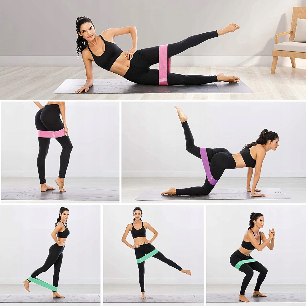 ZESTAW 3 GUMY OPOROWE TAŚMY MATERIAŁOWE DO ĆWICZEŃ Opór 35-55 kg