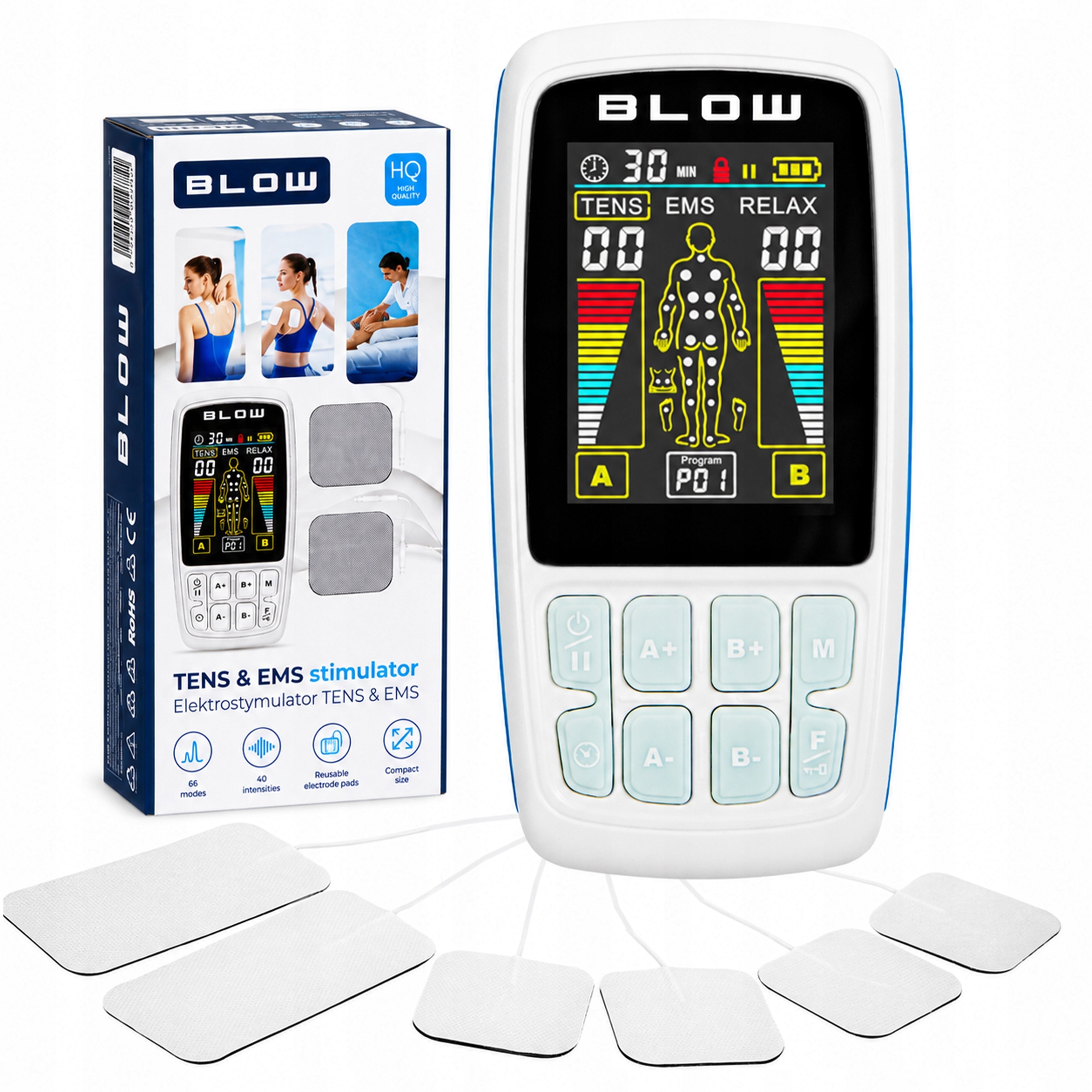 Elektrostymulator Mięśni Stymulacja Elektroterapia Masaż Tens Ems Relax