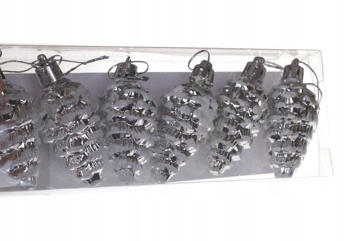 

Szyszki bombki silver na choinkę 6 sztuk