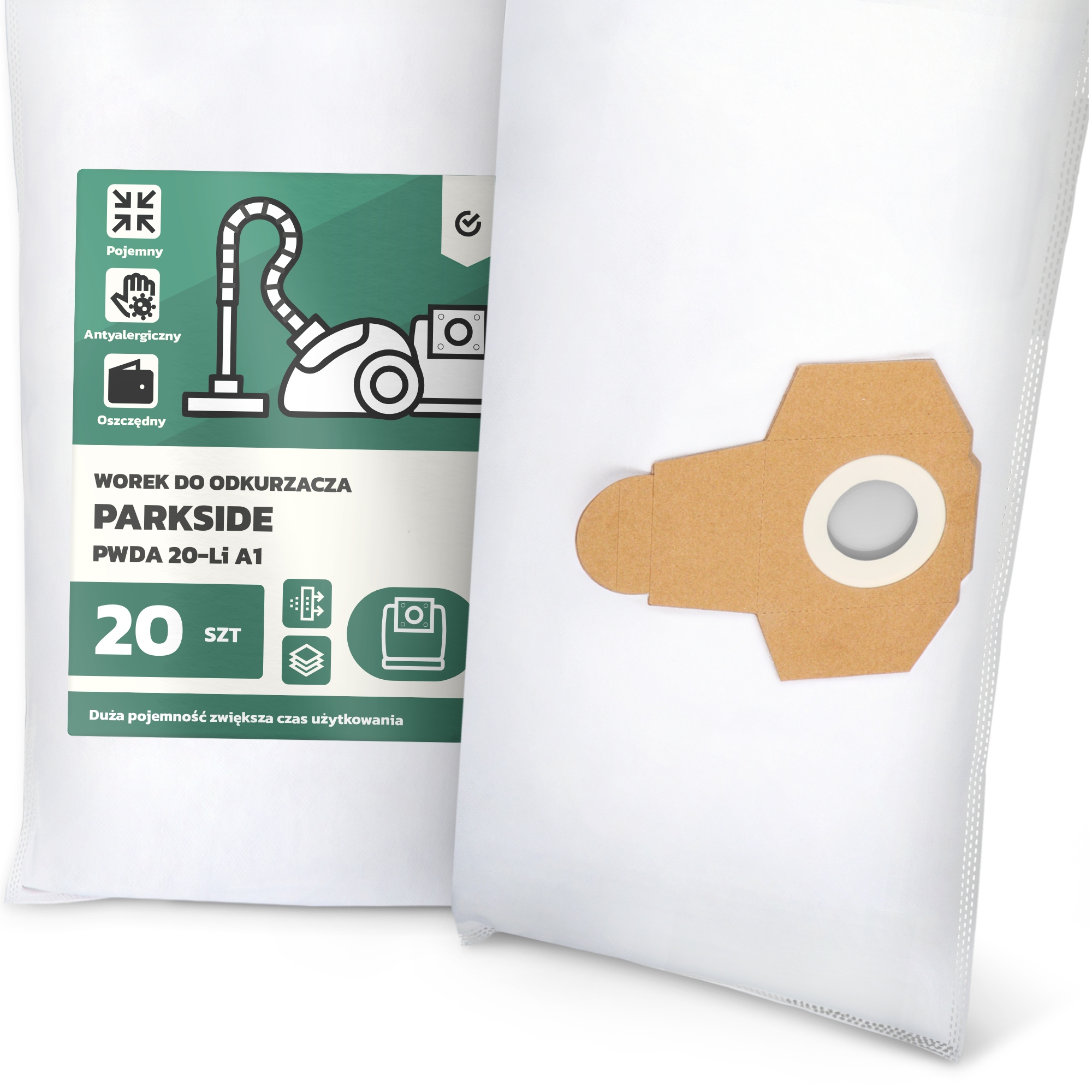 20x Sáček Do Vysavače Parkside Pwda 20-Li A1 Syntetický Textilní G9