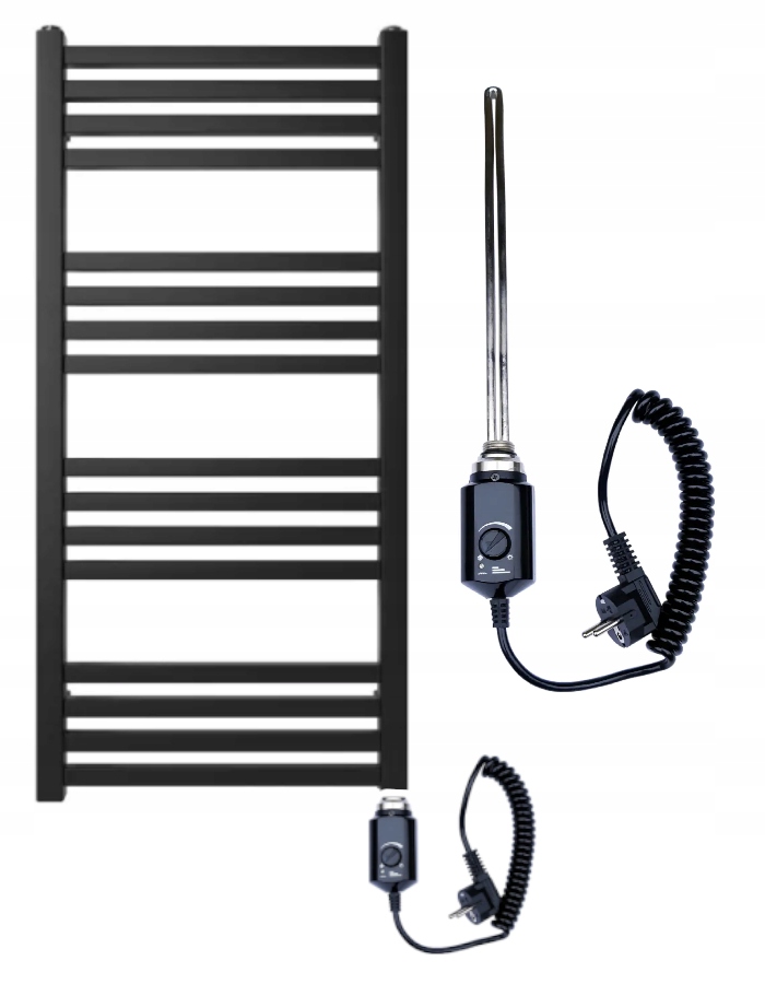 Grzejnik łazienkowy czarny 83x40 Grzałak elektryczna 300W