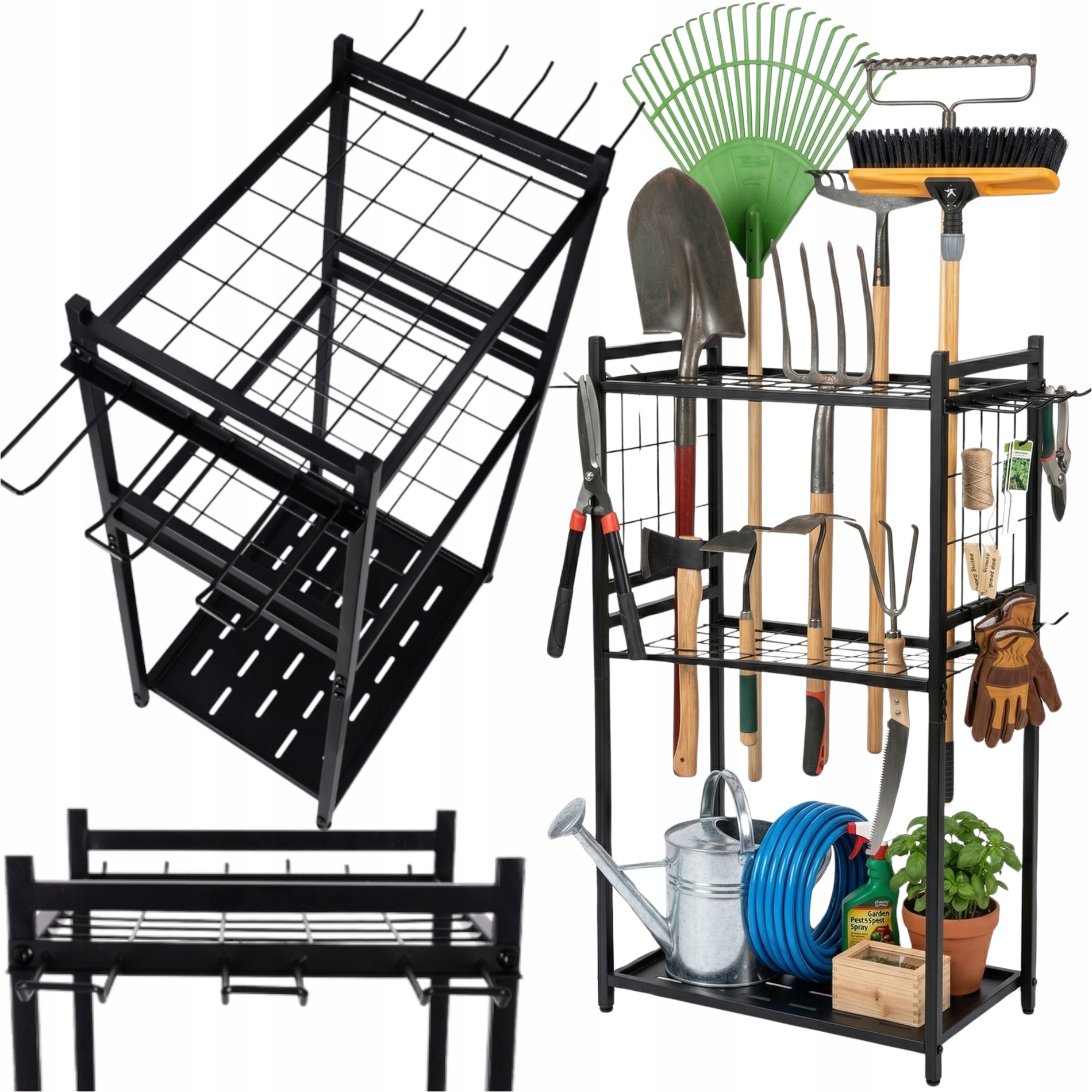 Zahradní Regál Skříň Na Nářadí Příslušenství Hrabání Lopata Zahradní Nůžky Držák