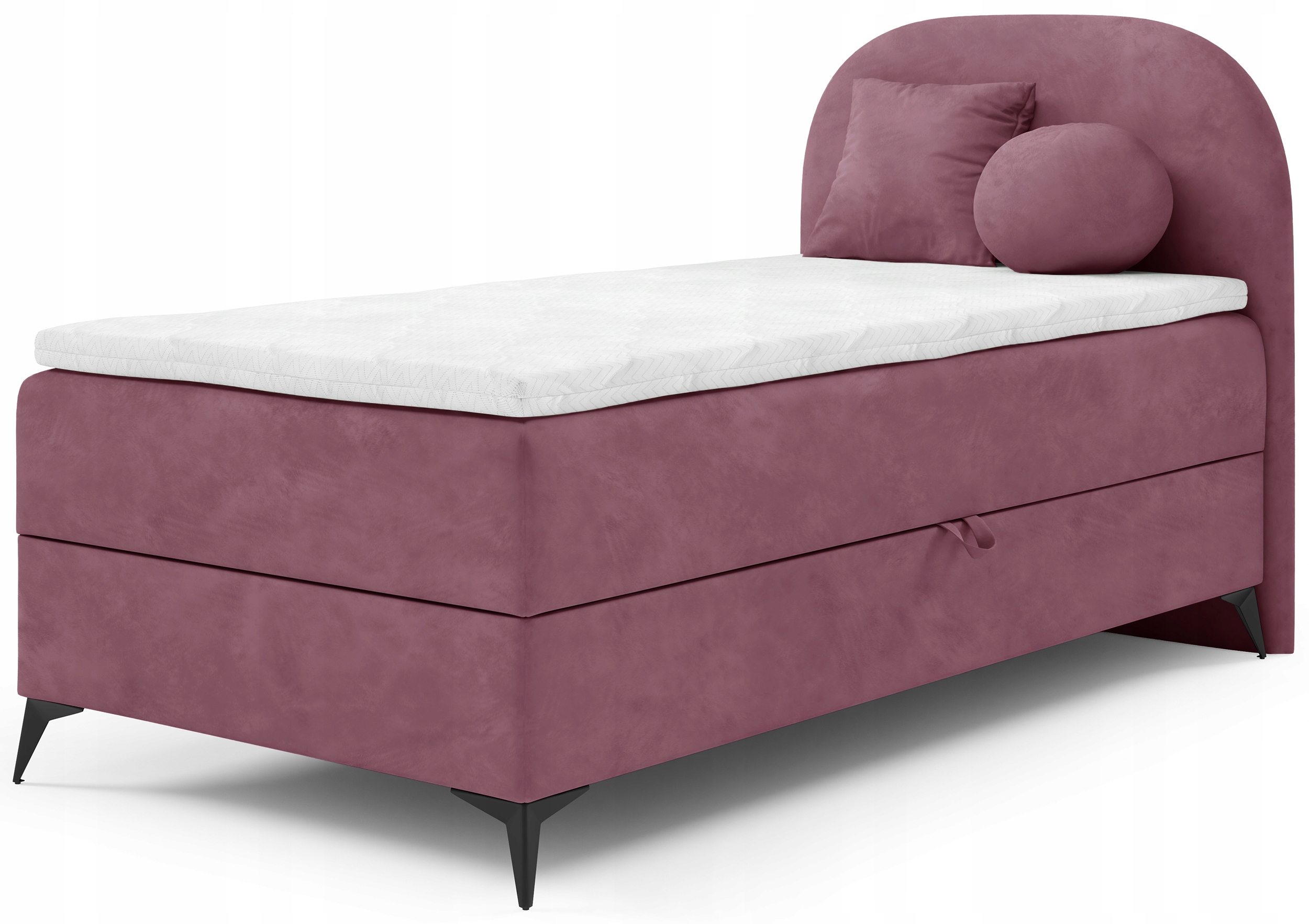 Postel pro mláděž 90x200 cm Lunelle s úložným prostorem, růžový velur, pravá