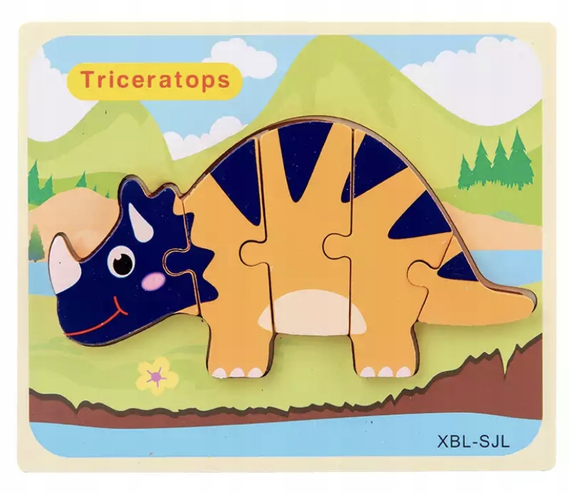 Puzzle 3d drewniane układanka puzzle Montessori dinozaury