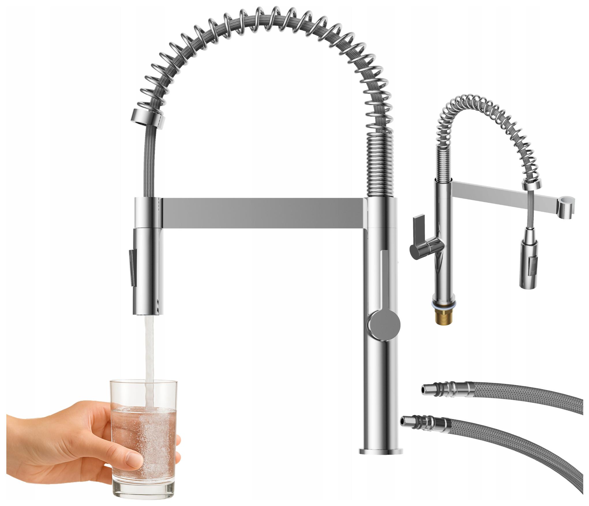 Kuchyňská baterie spirálová vytahovací sprcha vysoká Chromová baterie Elara