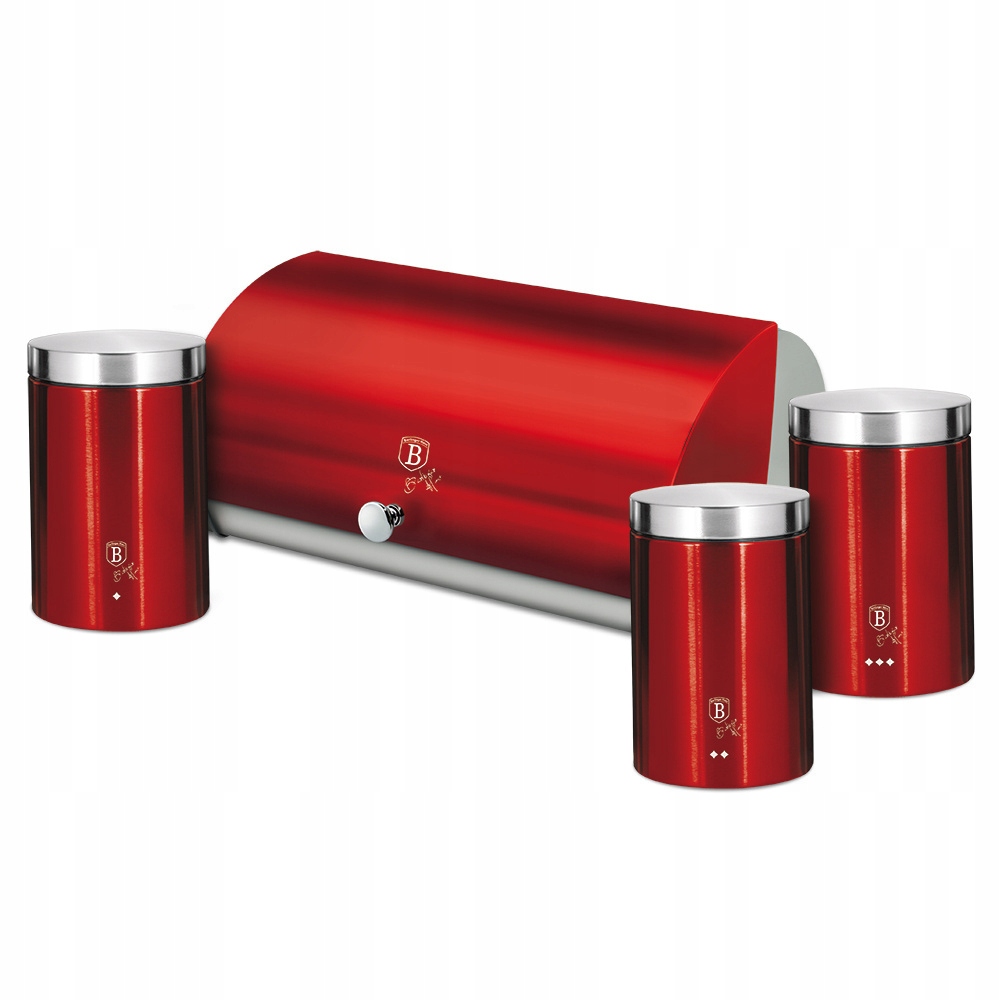 Sada 3 nádob a chlebníka Metallic Line Burgundy BerlingerHaus BH-6729