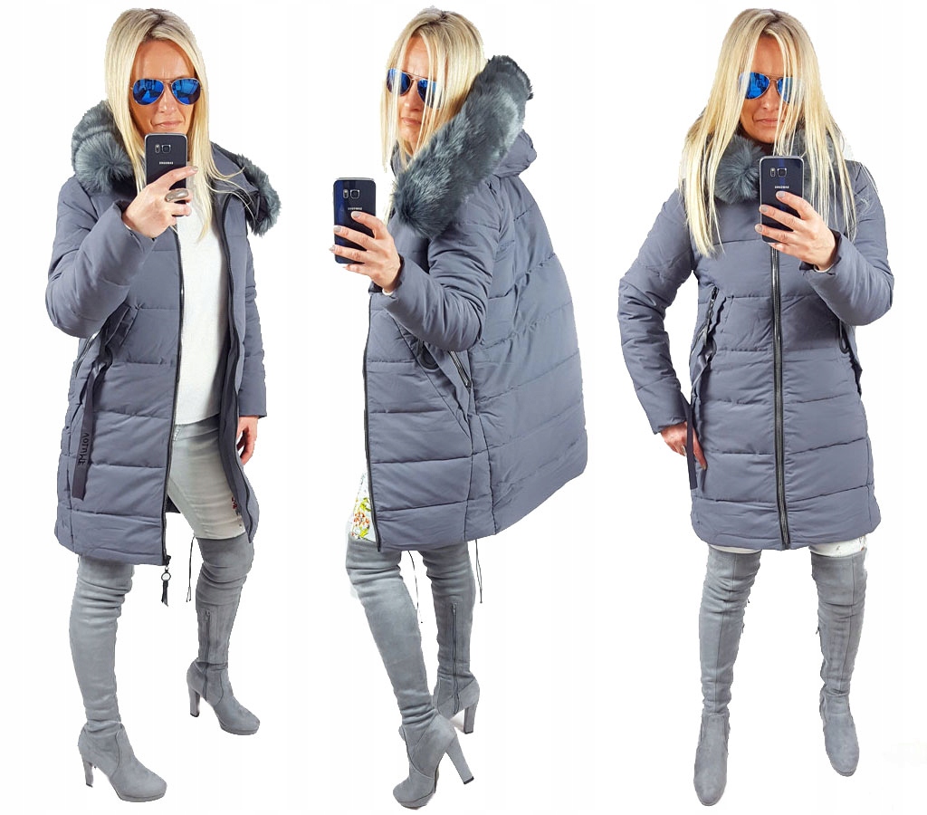 

Kurtka Płaszcz Długa Pikowana Parka Z Futerkiem S