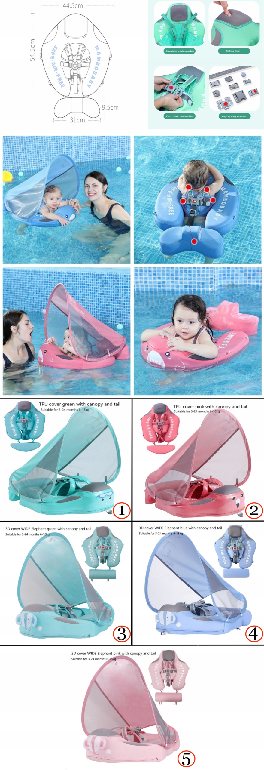 MATERAC DLA DZIECI PONTON DMUCHANY DO PŁYWANIA Wysokość produktu 64 cm