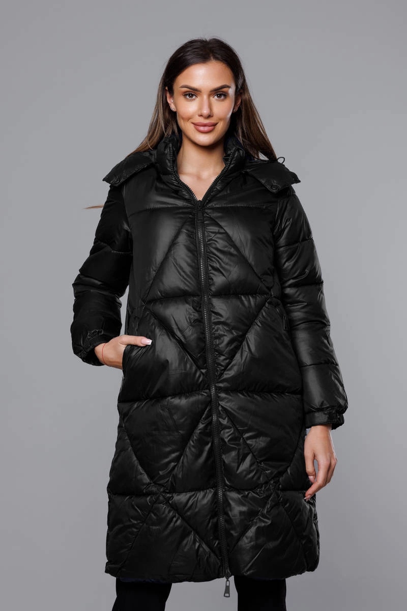 Lehká Bunda Kapuce 22081 Černá S (36)