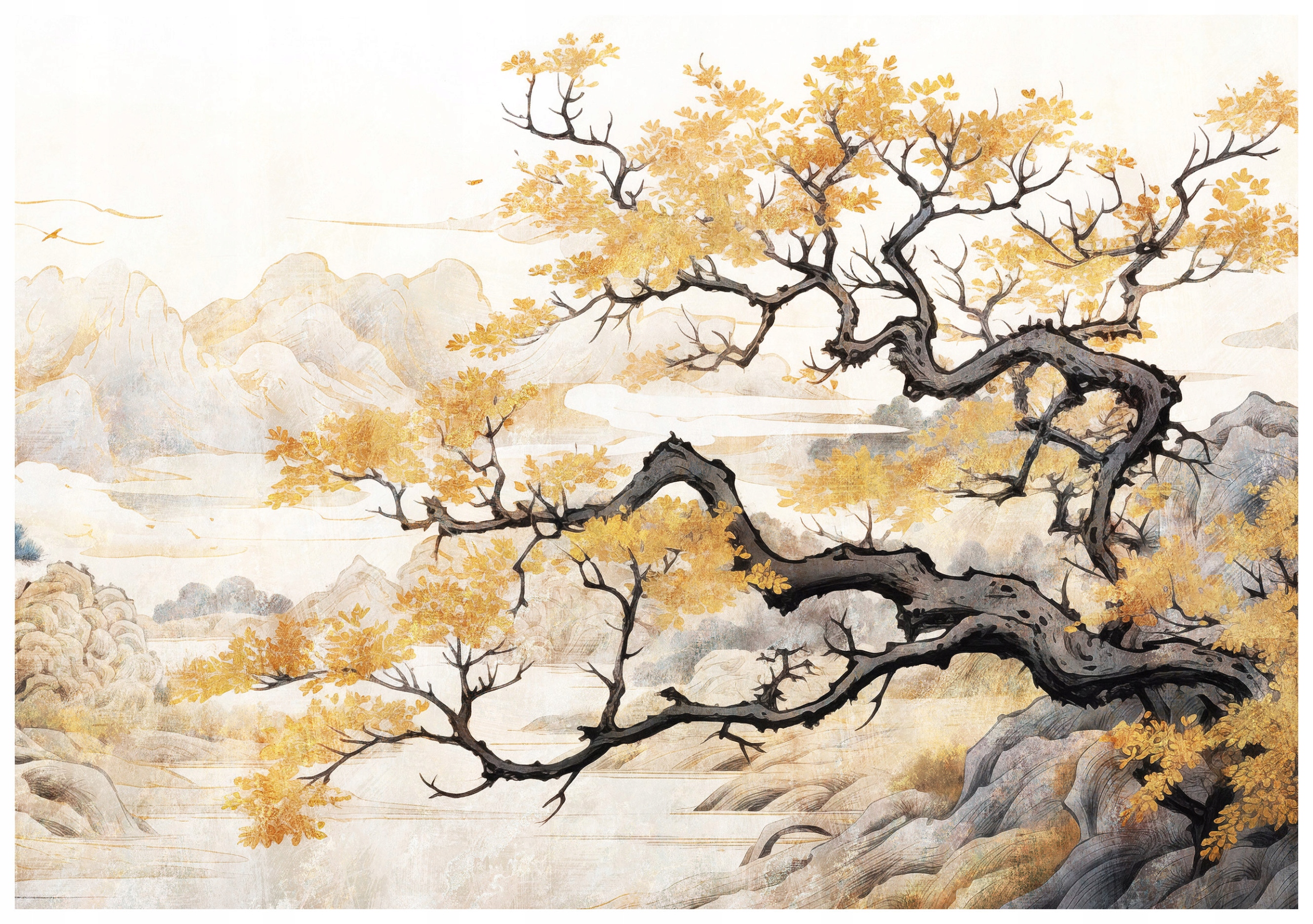 Fototapeta Podzimní krajina hory akvarel pastelová vinylová 208x146 lepidlo