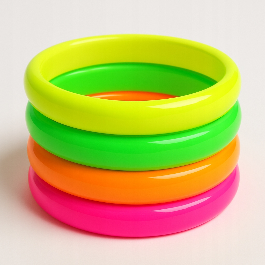 BRANSOLETKI lata 80 strój NEON disco Zestaw NEONOWYCH bransoletek 4 SZT Marka Luvu